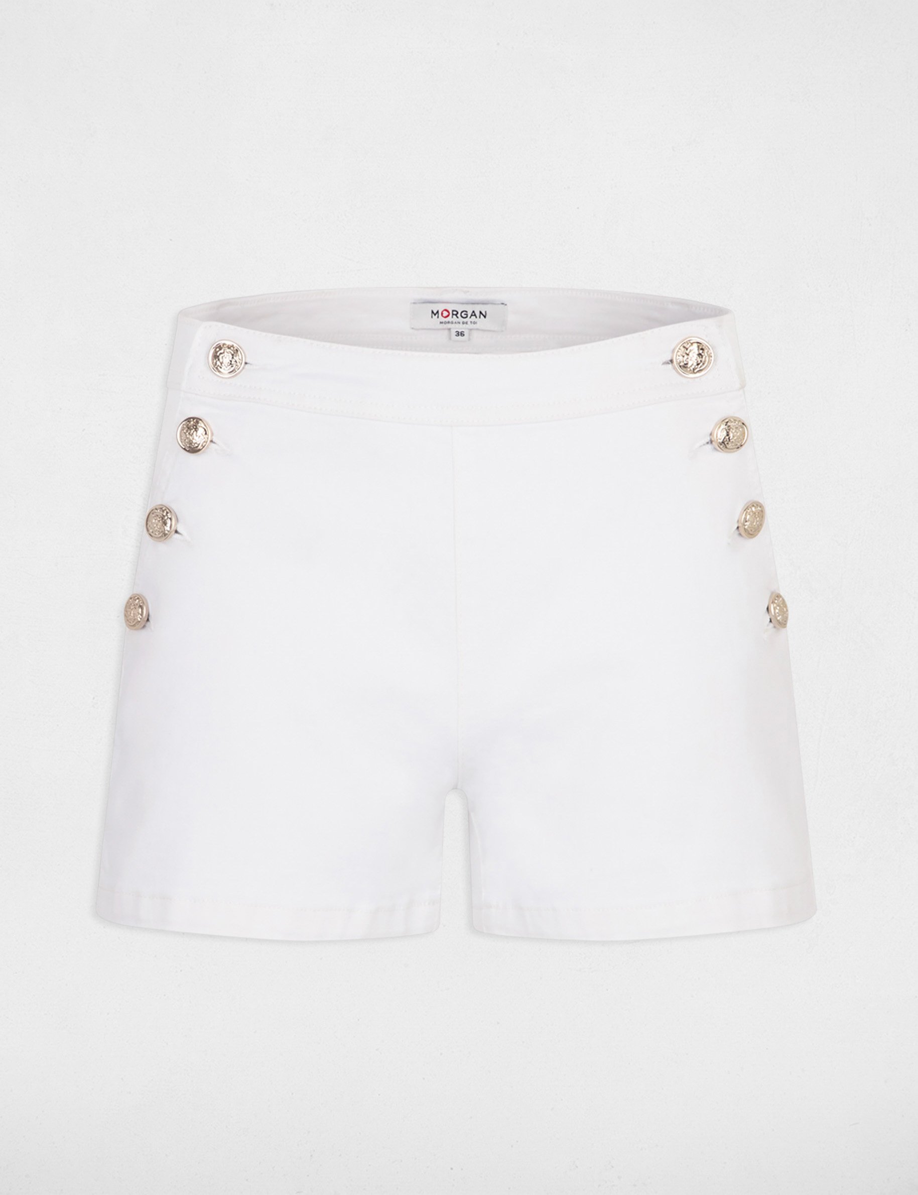 short ajuste avec boutons ivoire femme Short ajusté avec boutons ivoire femme