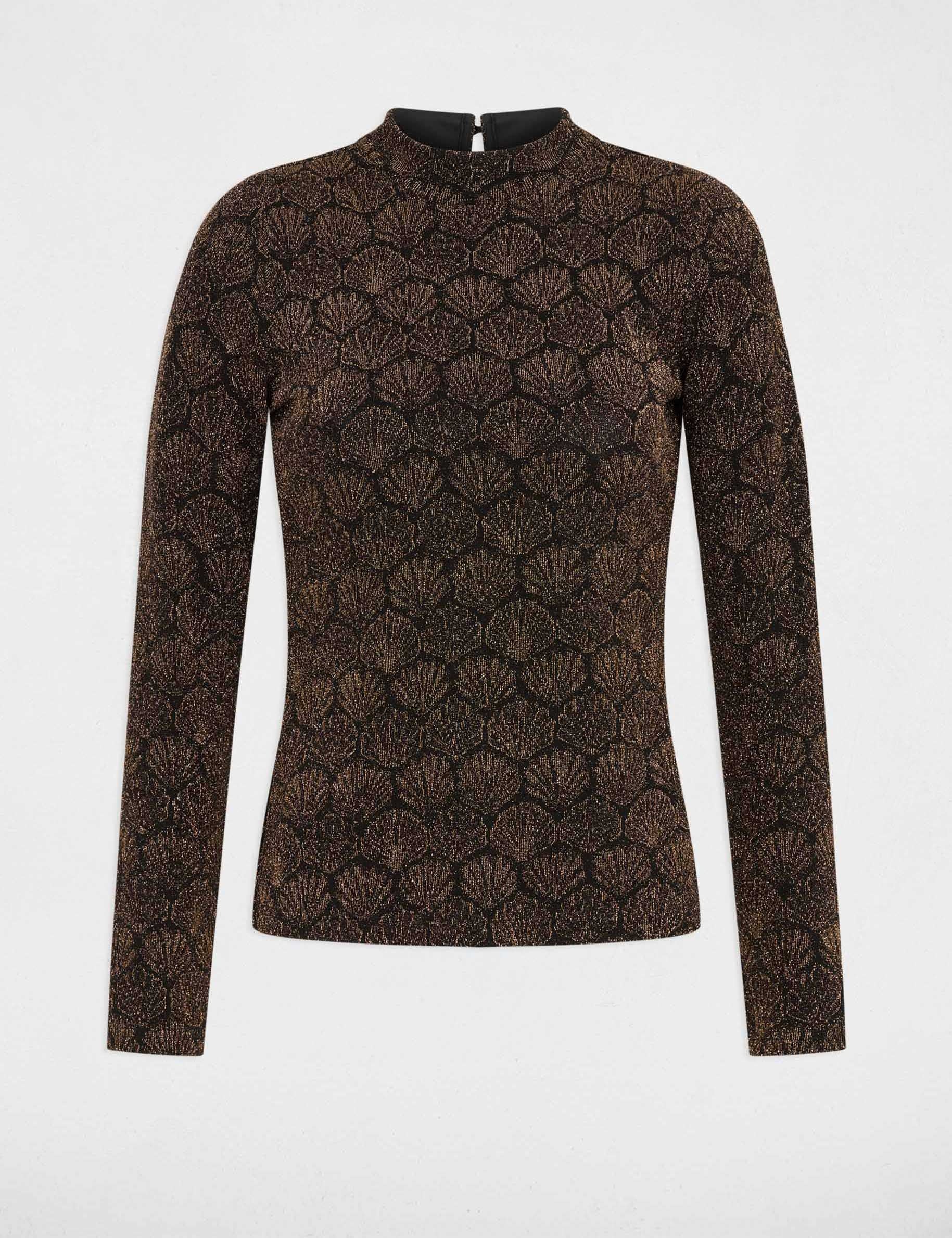 T-shirt col montant couleur bronze femme