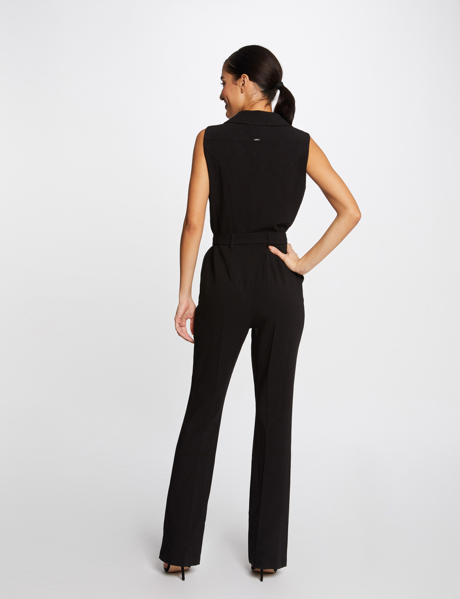 Combinaison droite ceinturée noir femme Combinaison droite ceinturée noir femme