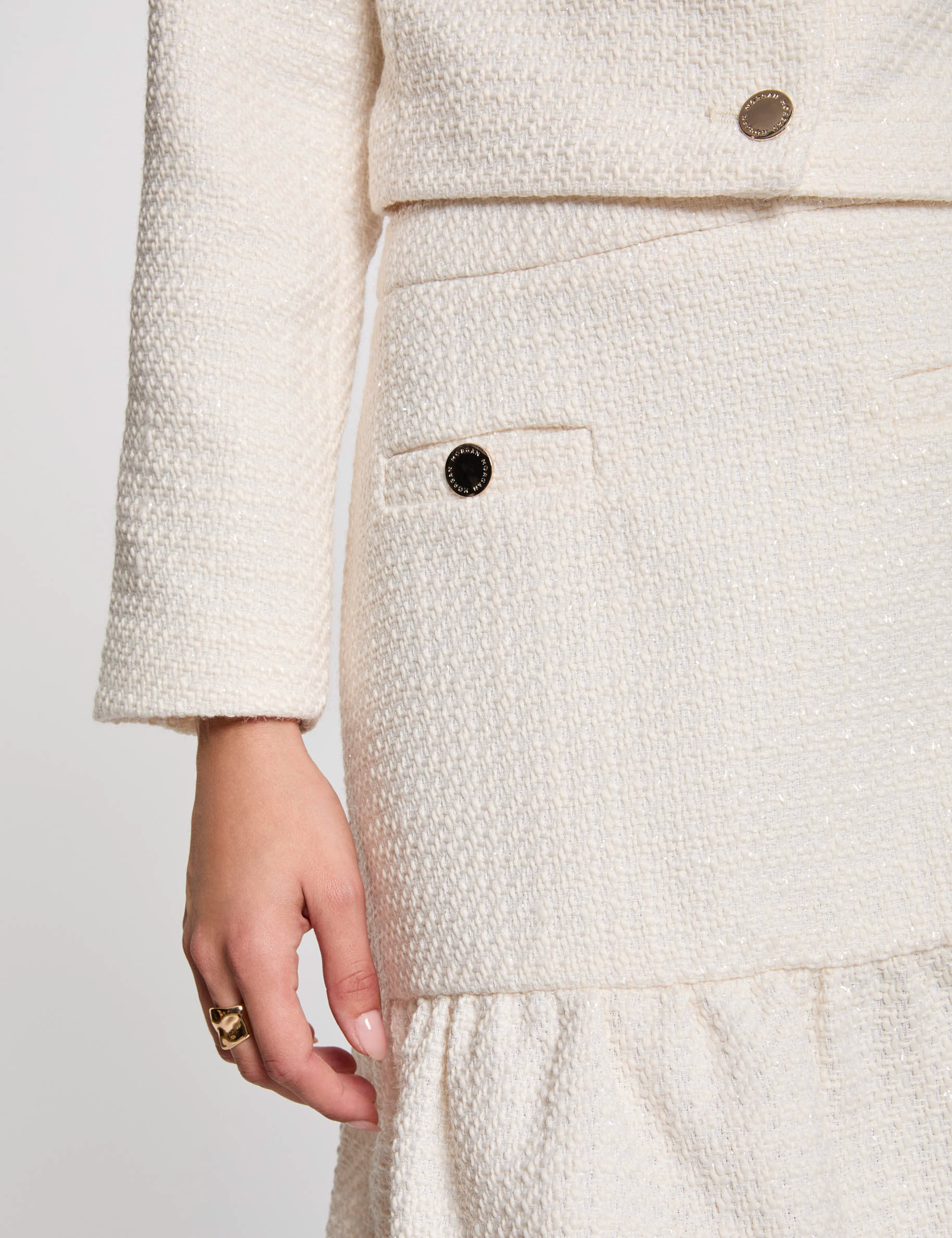 jupe courte tweed ivoire femme Jupe courte tweed ivoire femme