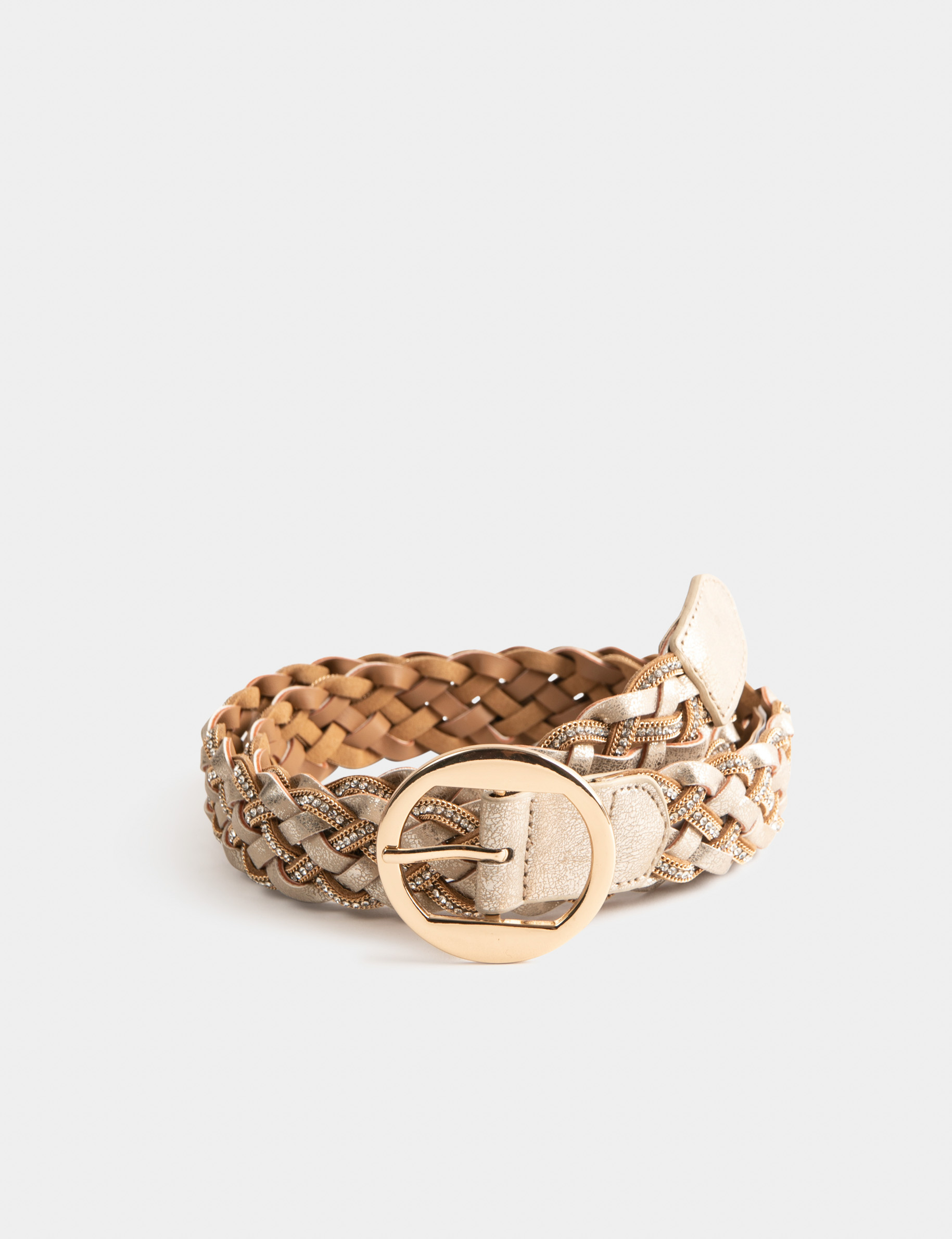 ceinture tressee avec strass jaune or femme Ceinture tressée avec strass jaune or femme
