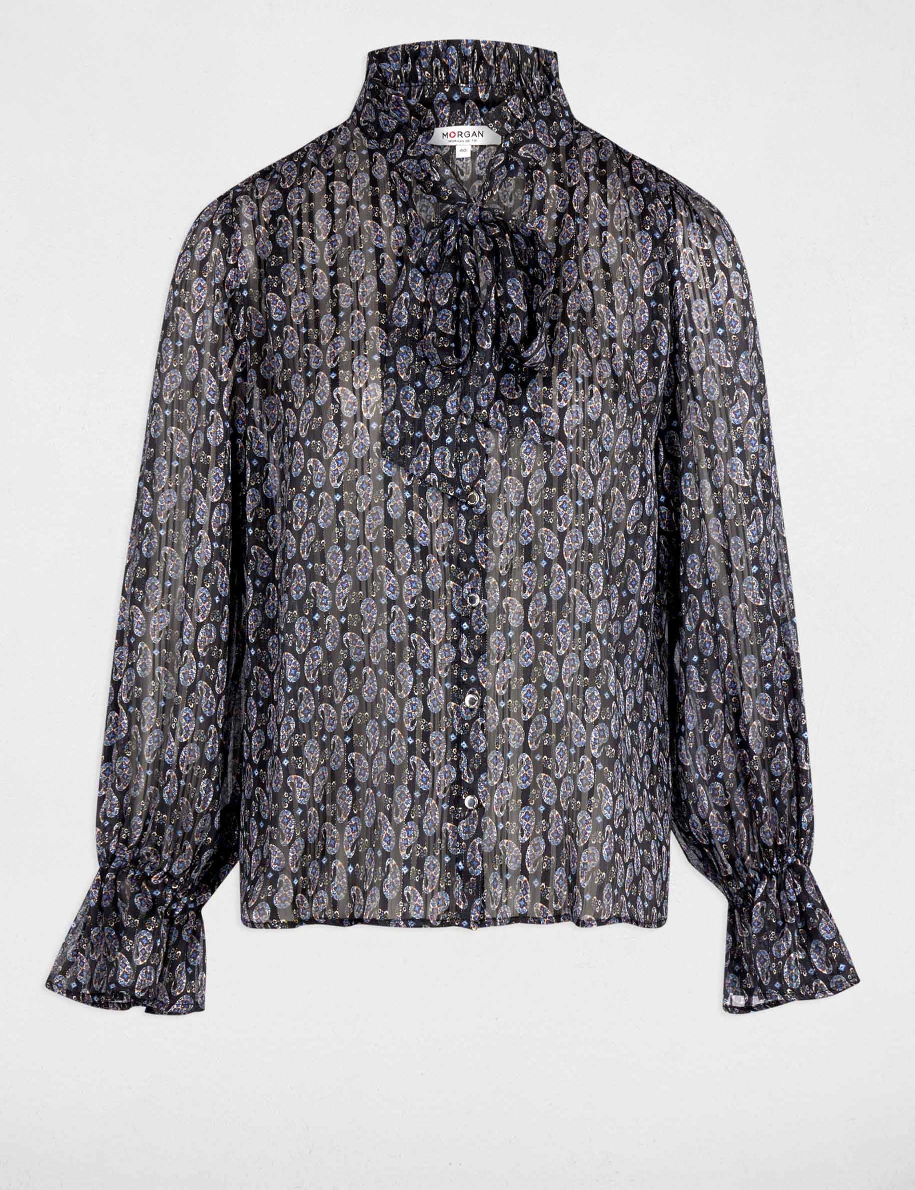 Chemise fluide col v multicolore femme