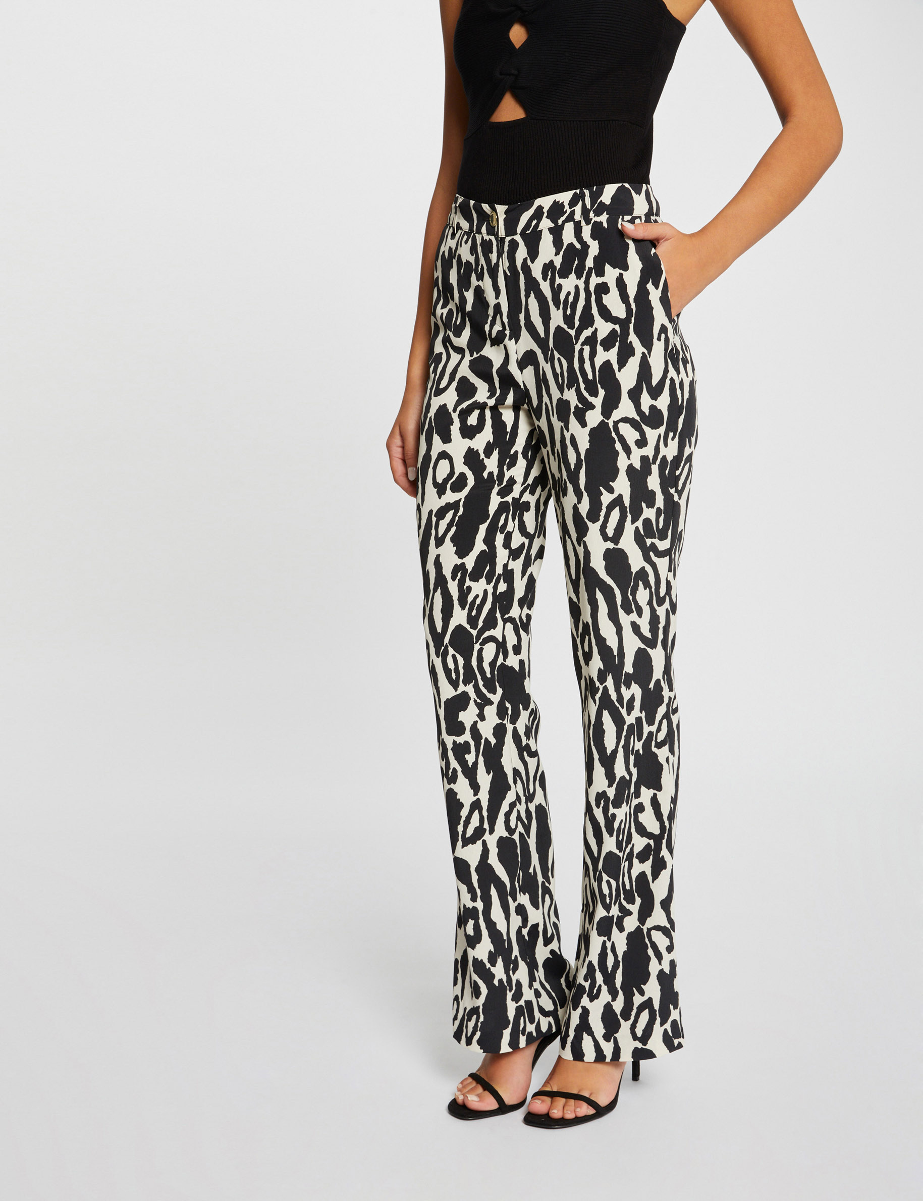 pantalon droit imprime animalier multico femme Pantalon droit imprimé animalier multico femme