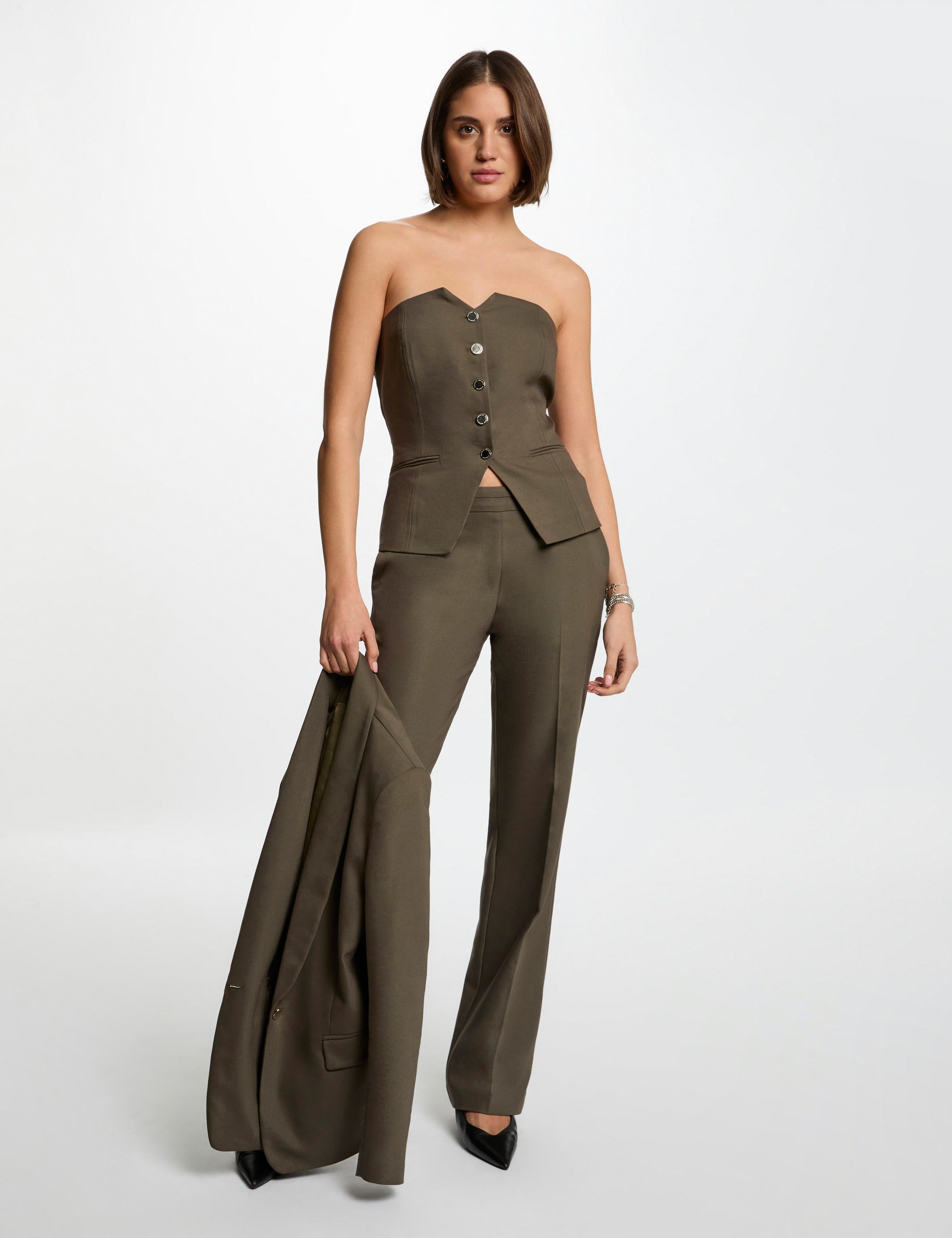 bustier sans manches vert kaki femme Bustier sans manches vert kaki femme