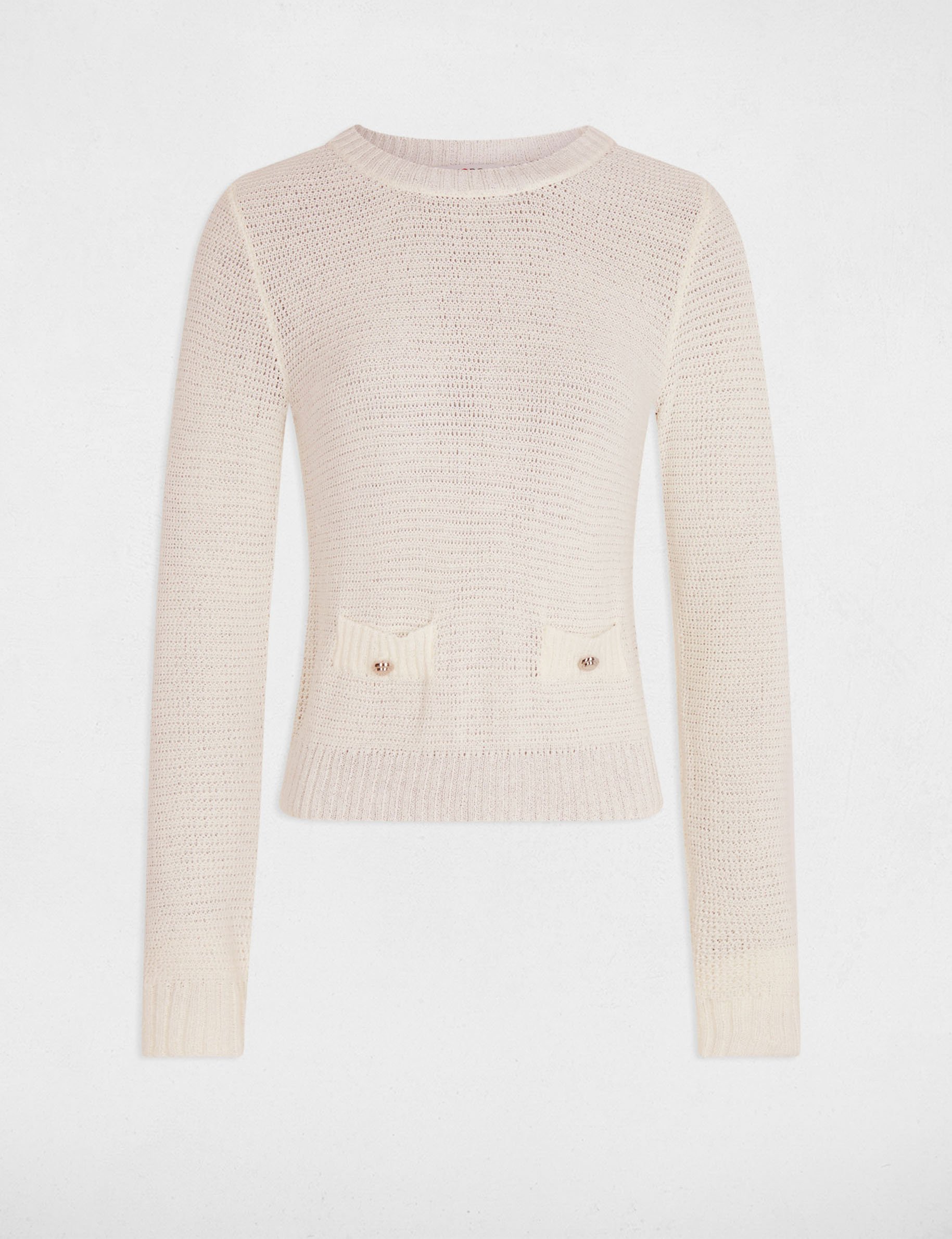 pull col rond ajoure ivoire femme Pull col rond ajouré ivoire femme