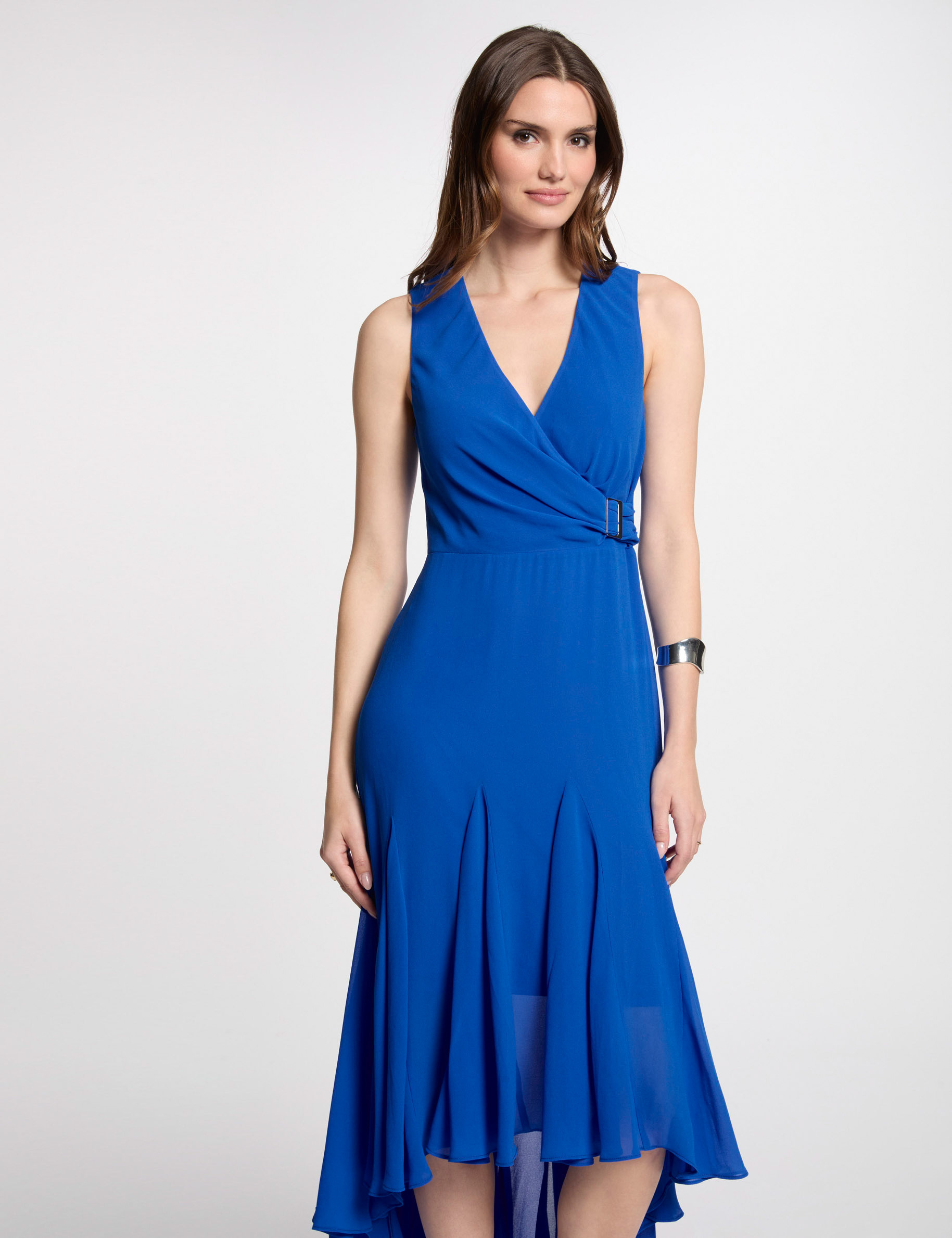 robe midi droite fluide bleu electrique femme Robe midi droite fluide bleu electrique femme