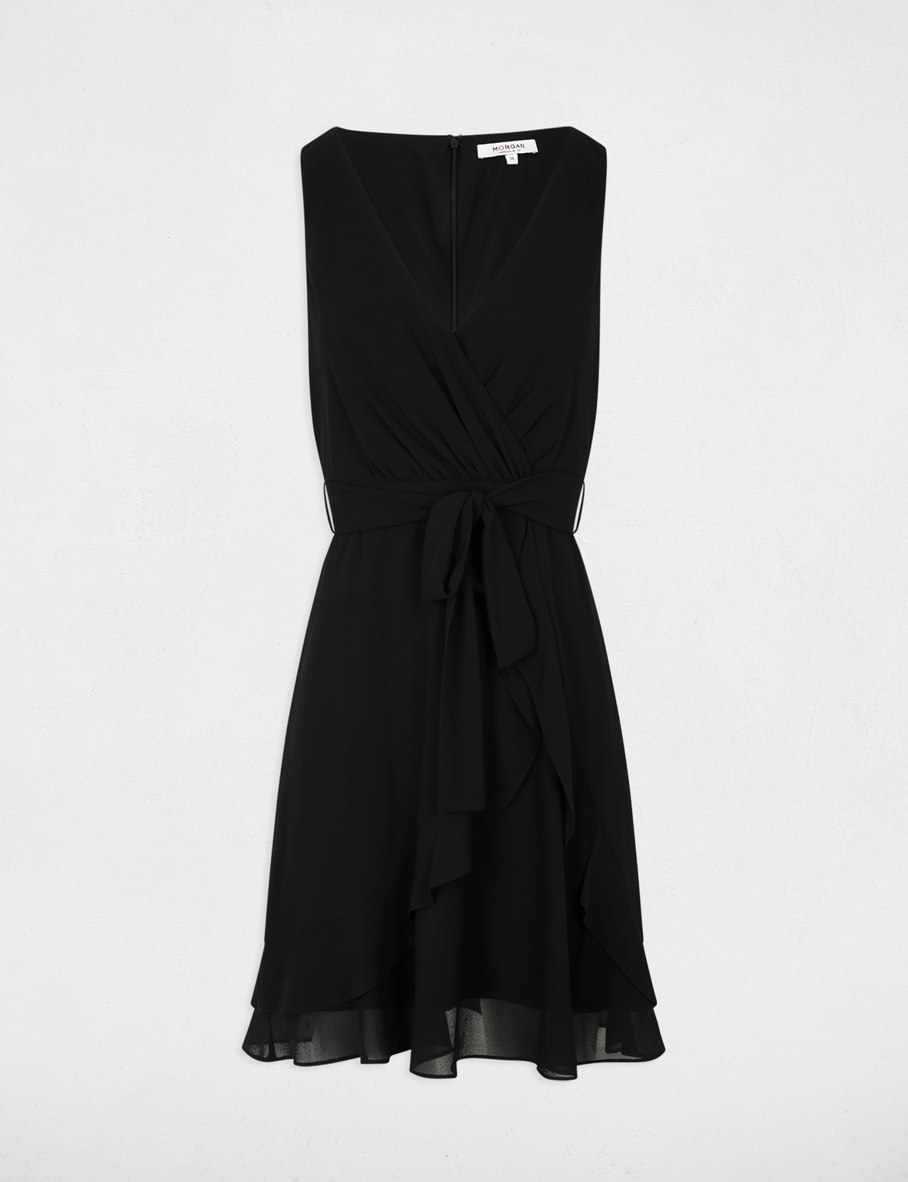 Robe courte portefeuille noir femme