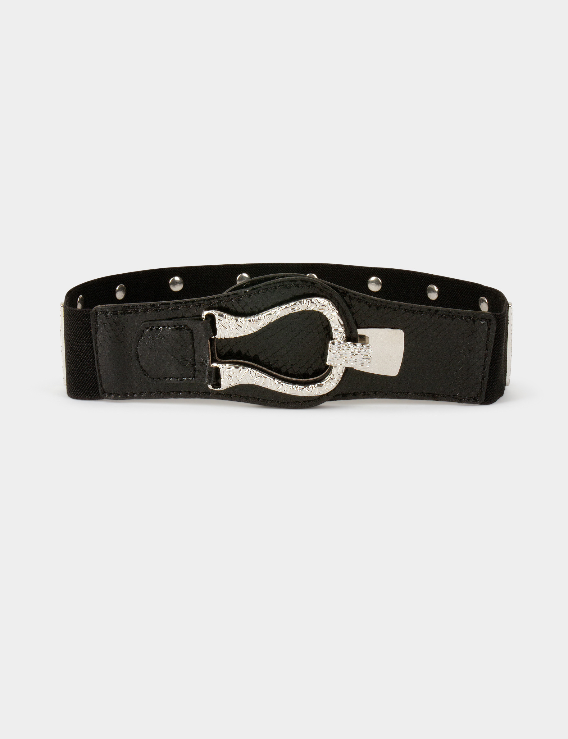 Ceinture élastiquée avec ornements noir femme