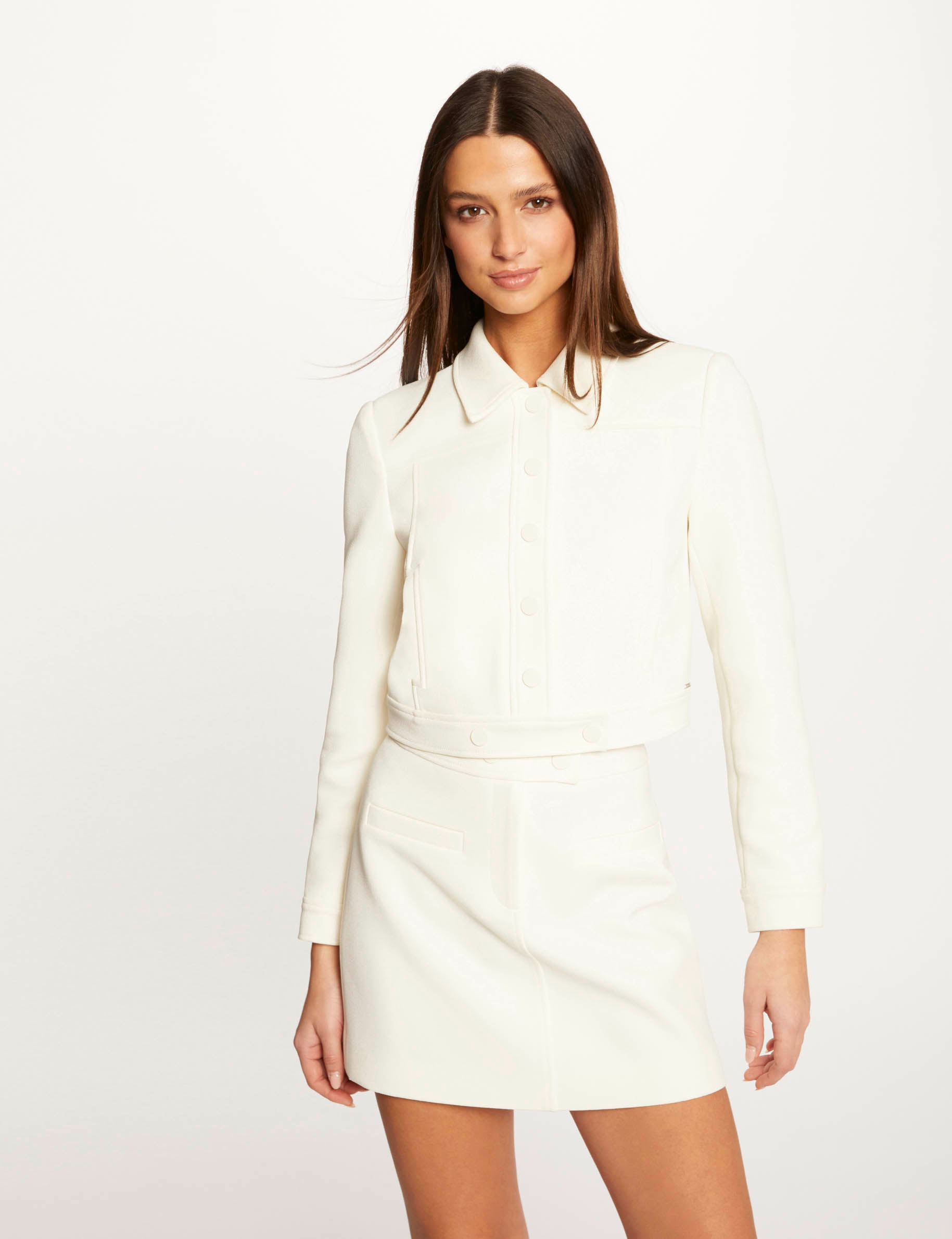 Jupe trapèze taille haute ecru femme Jupe trapèze taille haute ecru femme