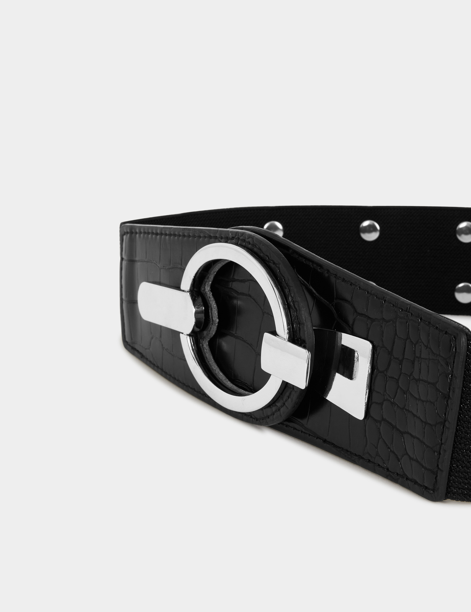 Ceinture élastiquée avec ornements noir femme