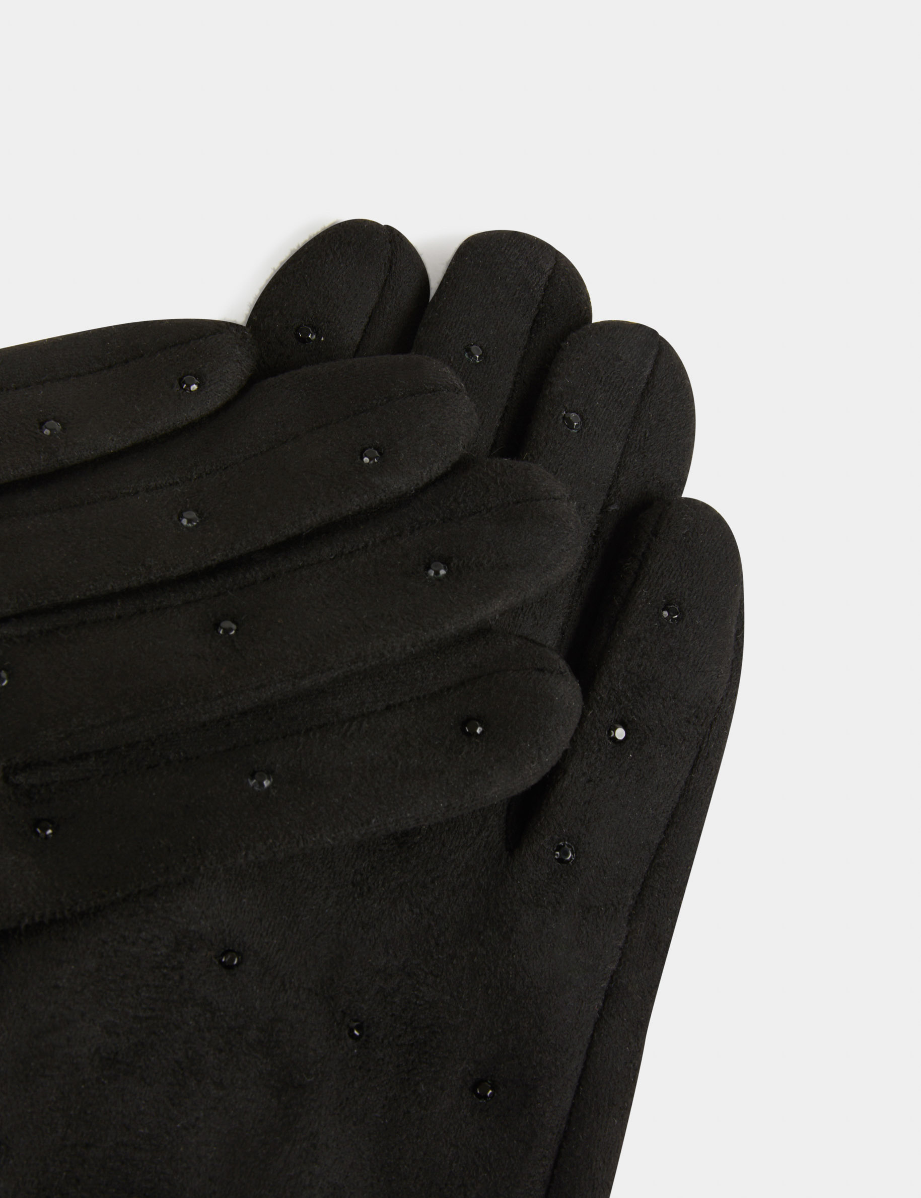 gants avec strass et bords fourrure noir femme Gants avec strass et bords fourrure noir femme