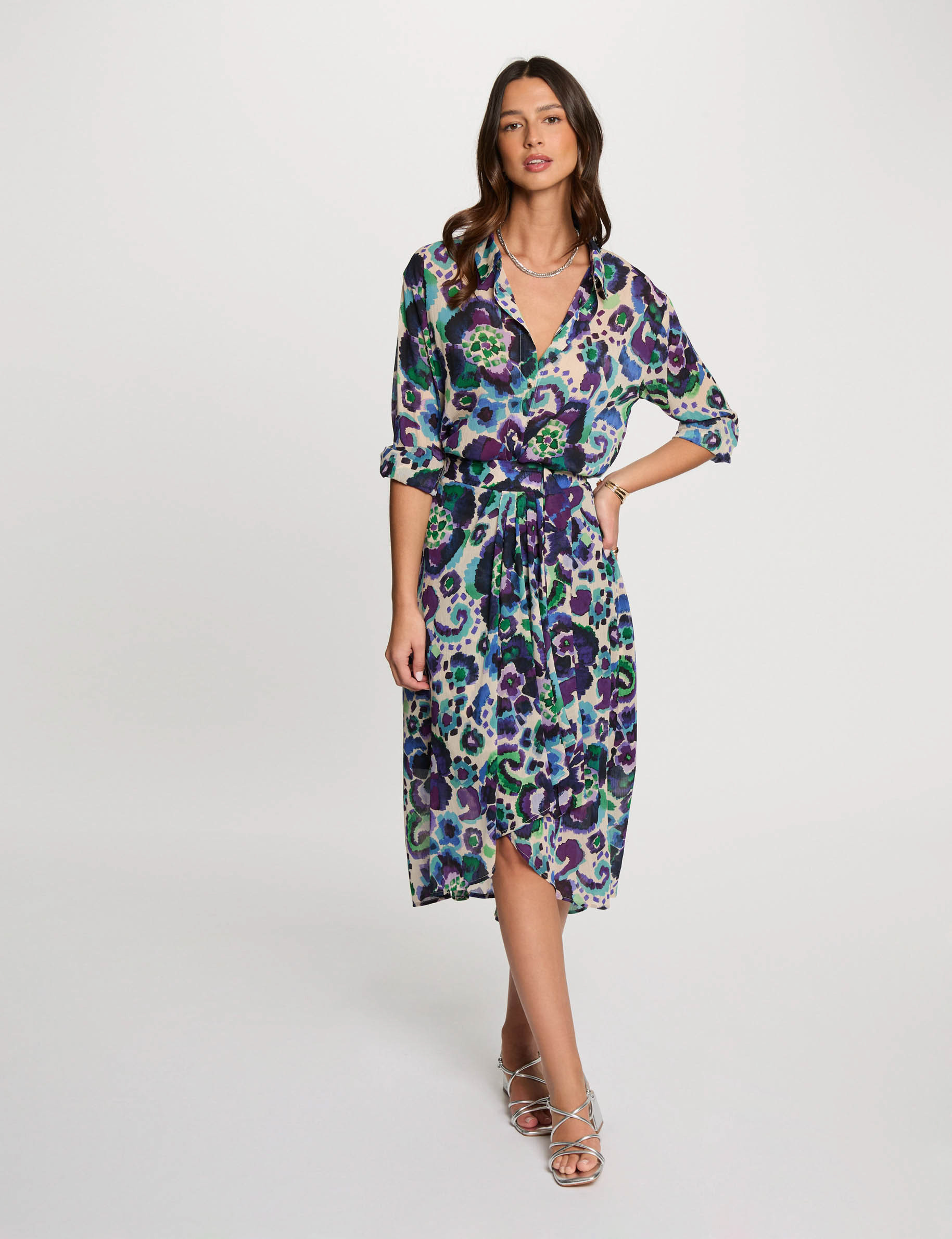 jupe fluide imprimee multicolore femme Jupe fluide imprimée multicolore femme