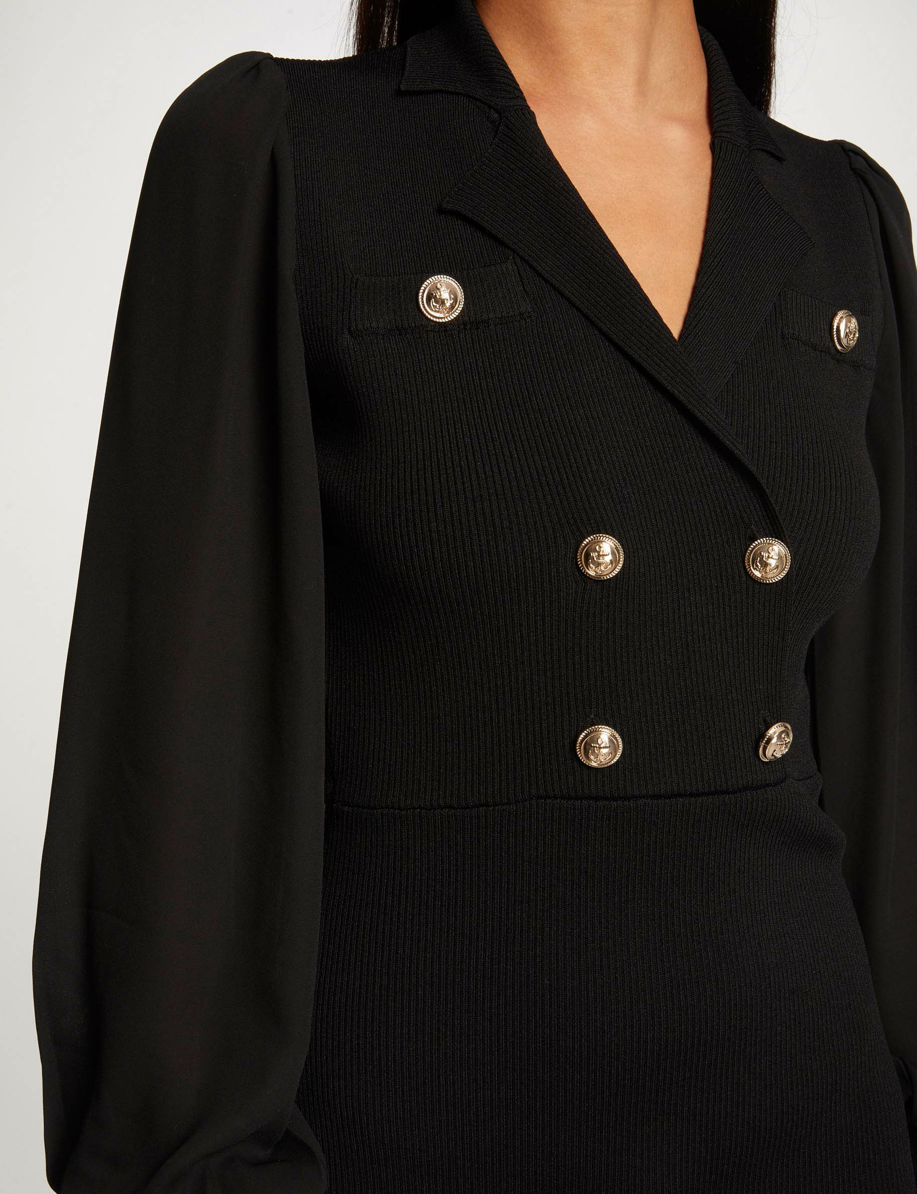 Robe pull ajustée avec boutons noir femme