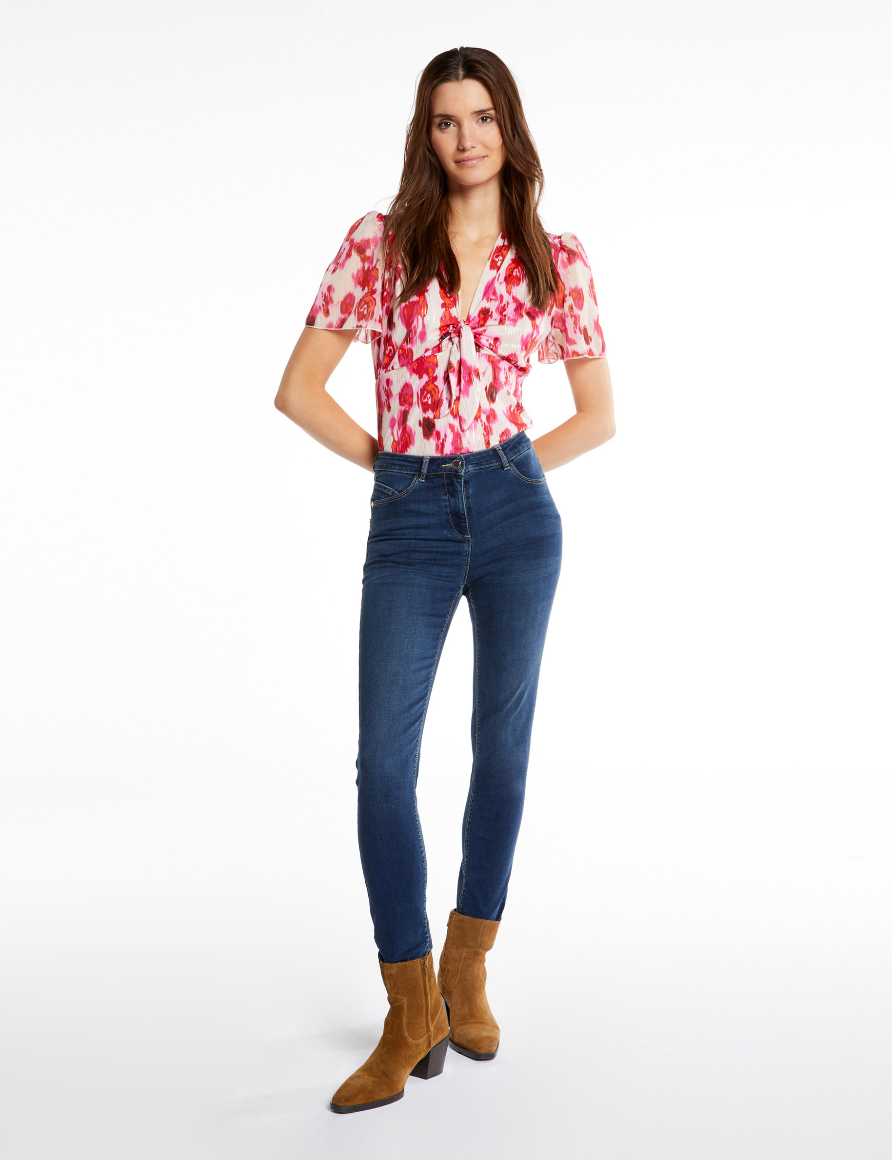 T-shirt manches courtes imprimé végétal multico femme