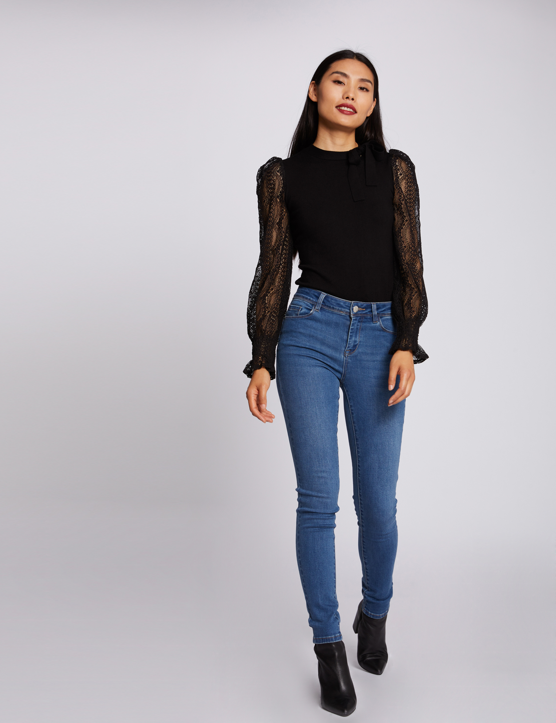 Pull Noir à Manches Longues Nina Ricci - Dentelle Florale - Taille S Estimée - Neuf Sans étiquettes