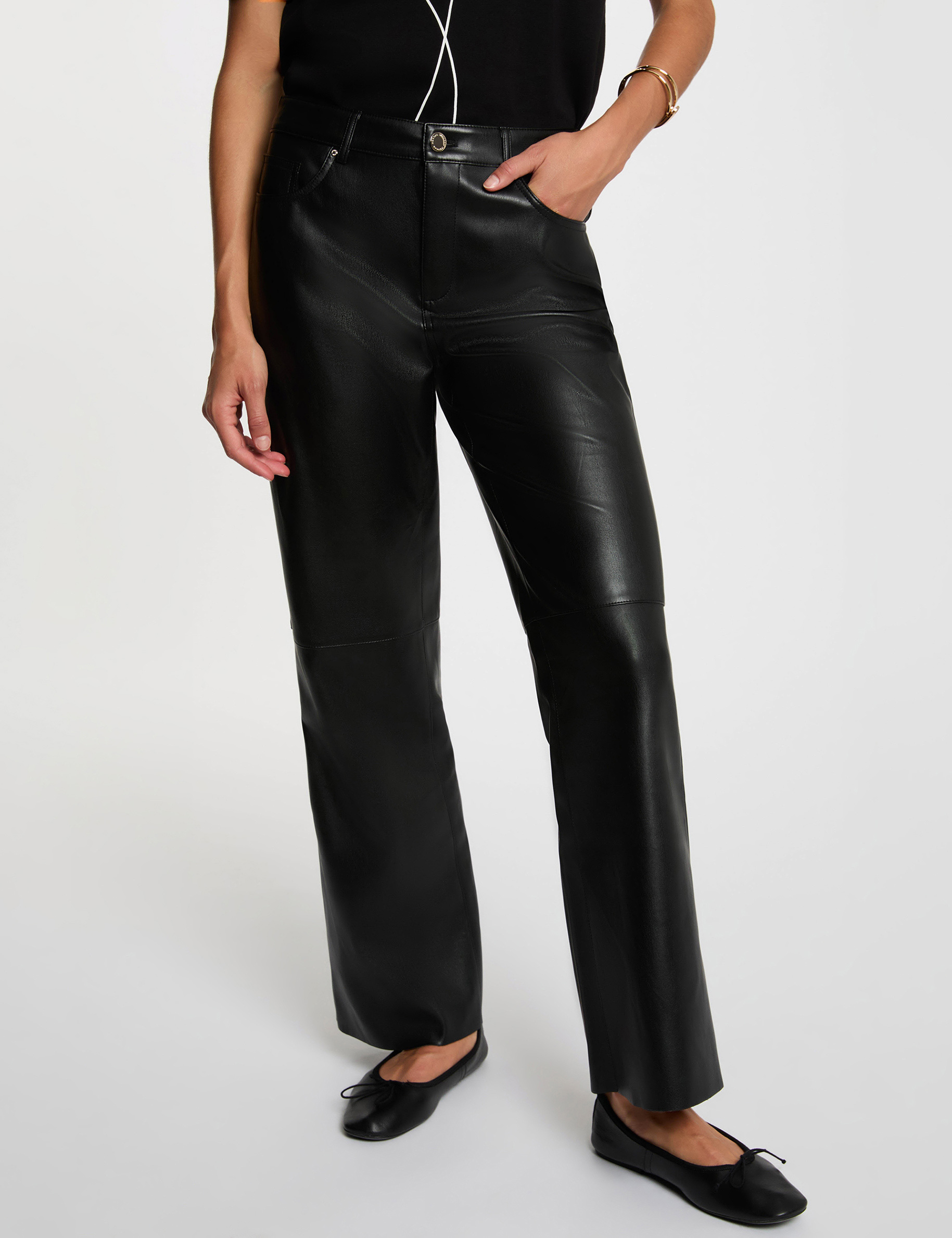 Pantalon bootcut similicuir noir femme