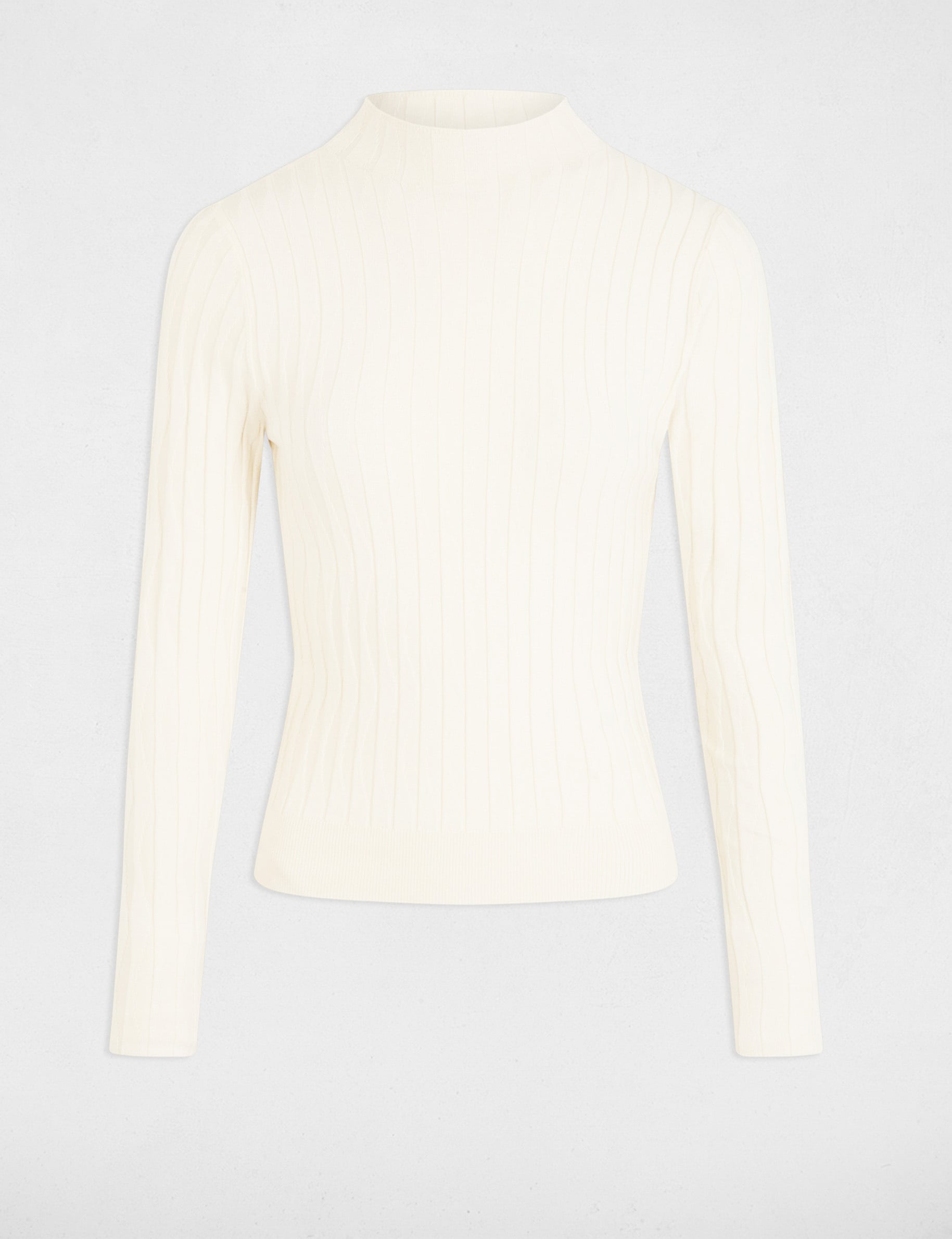 Pull cintr&eacute; col montant ivoire femme