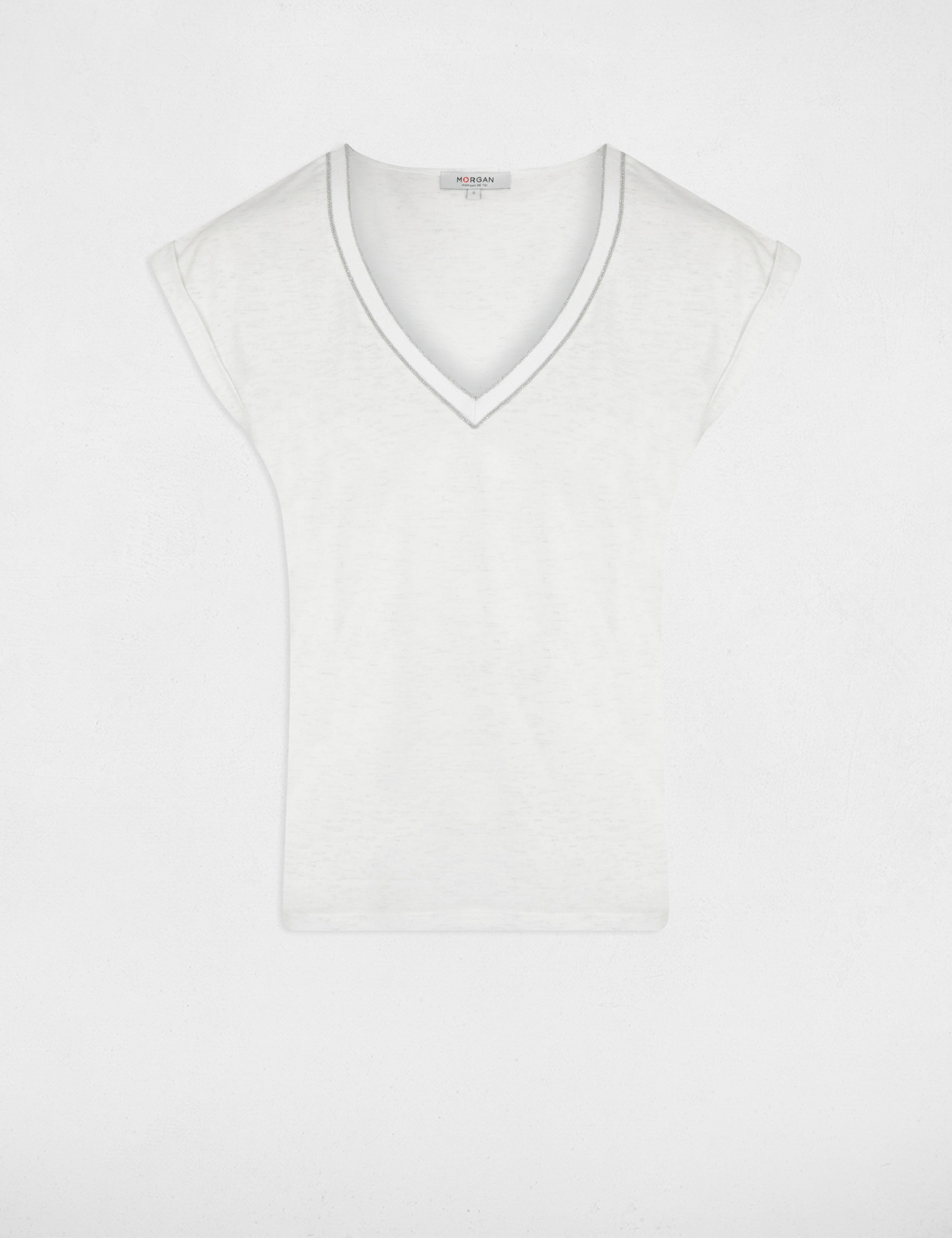 T-shirt manches courtes ivoire femme