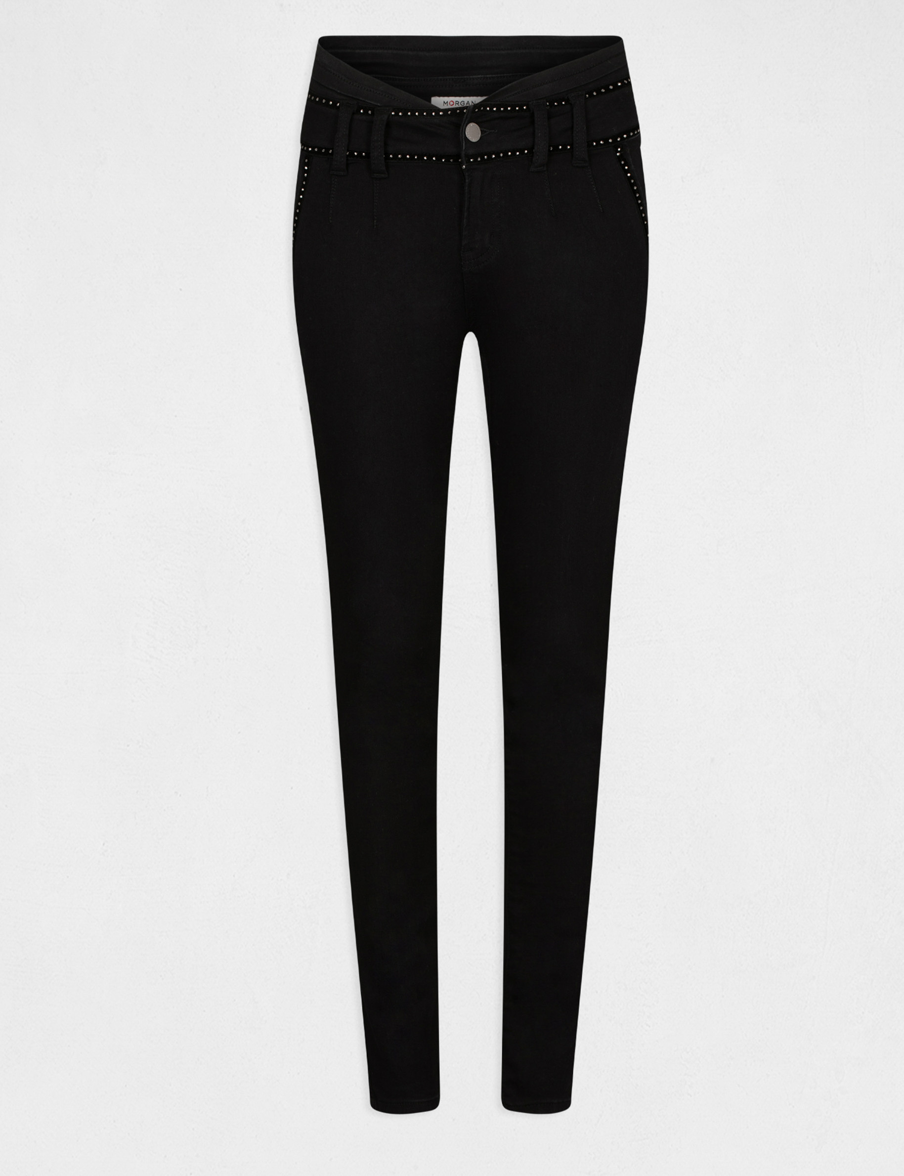Jeans slim avec détails cloutés noir femme Jeans slim avec détails cloutés noir femme