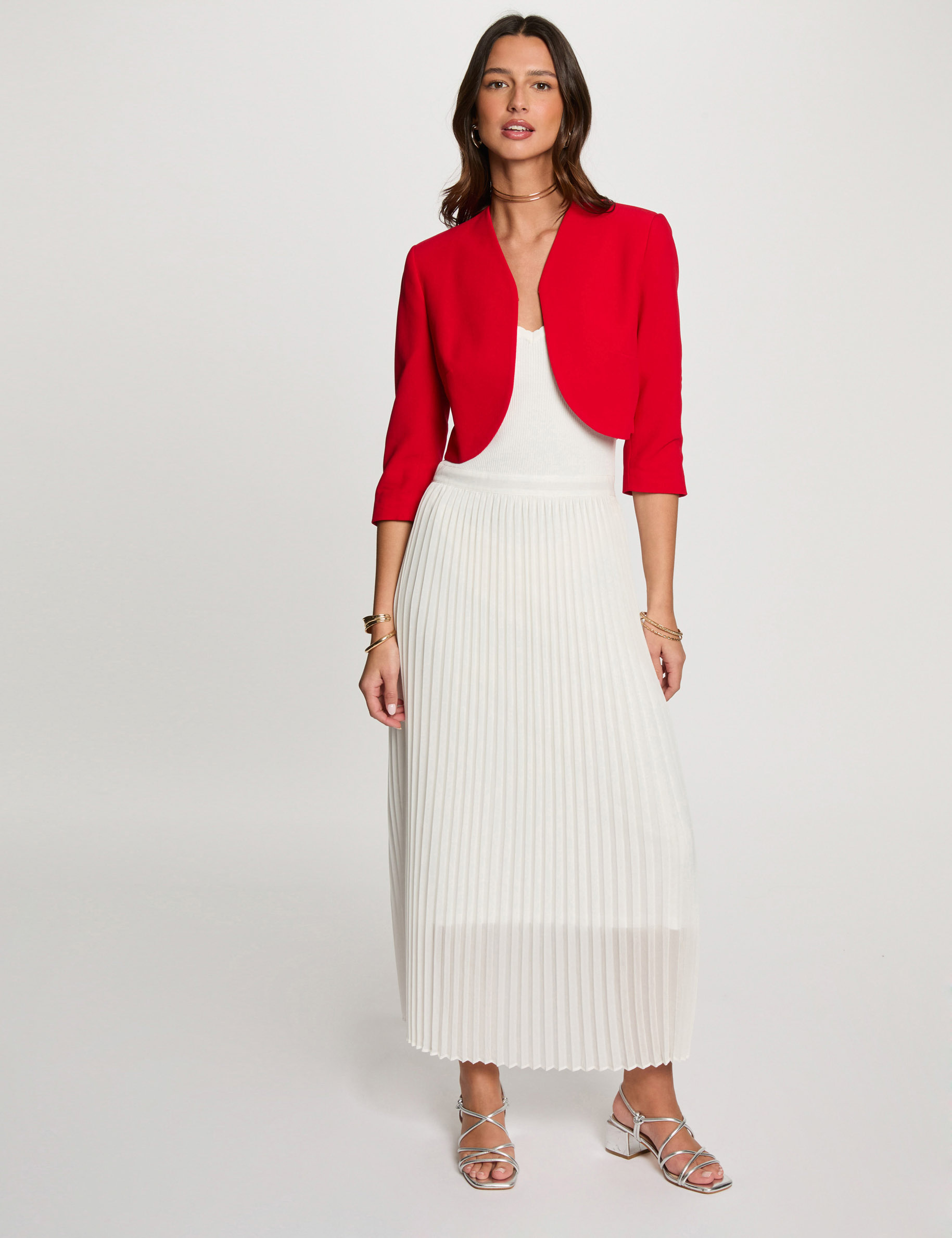 veste droite manches 34 rouge femme Veste droite manches 3/4 rouge femme
