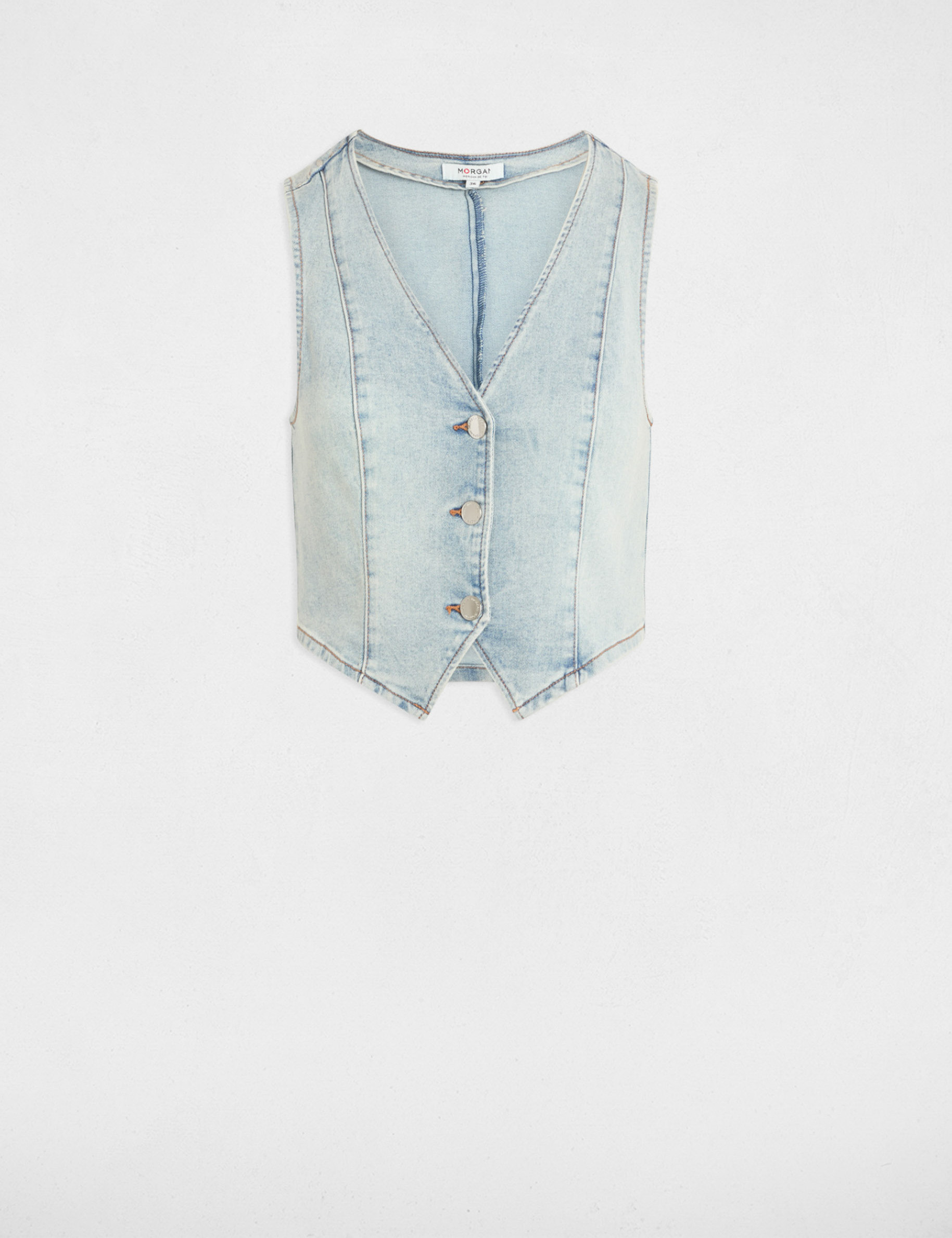 top sans manches en jean denim bleach femme Top sans manches en jean denim bleach femme