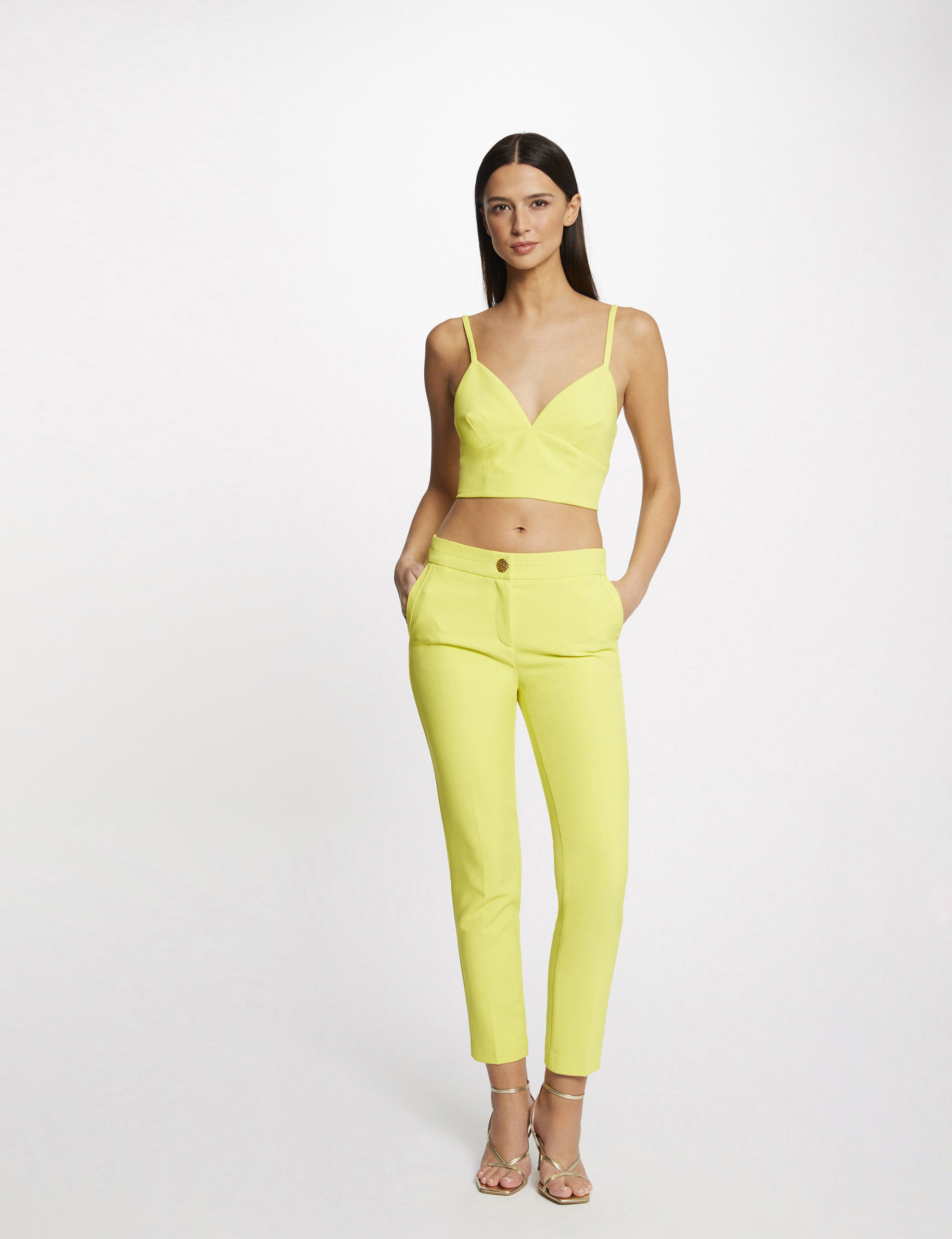 Bustier crop top à ornement dos jaune femme Bustier crop top à ornement dos jaune femme