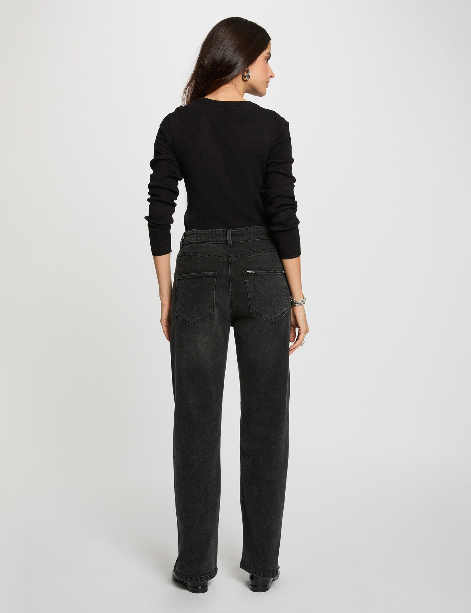 pull col rond dentelle noir femme Pull col rond dentelle noir femme