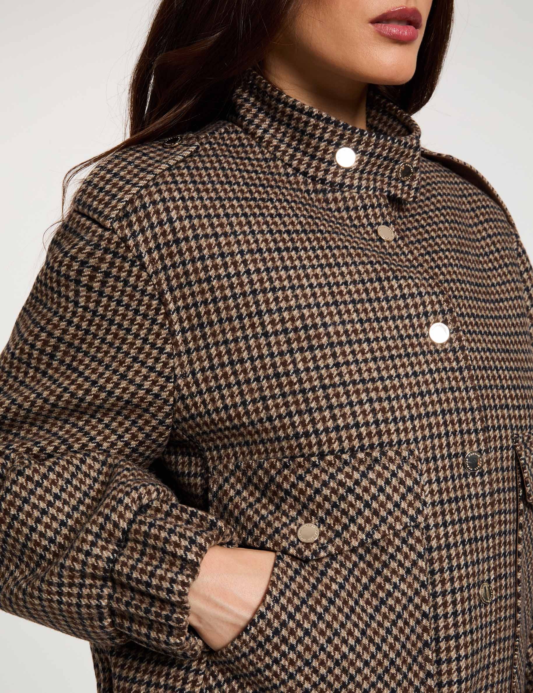 Blouson tweed col mao multicolore femme