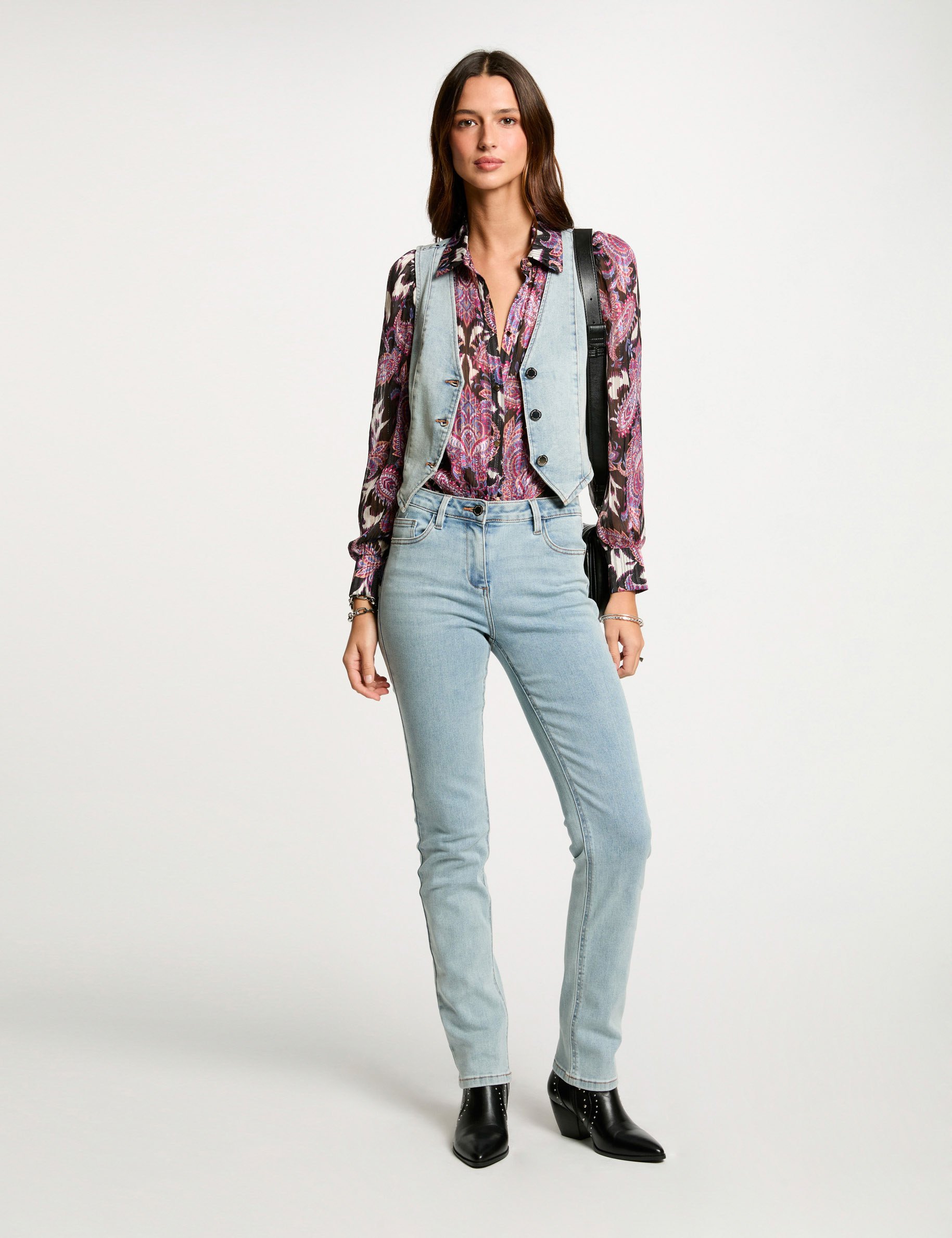 top sans manches en jean denim bleach femme Top sans manches en jean denim bleach femme