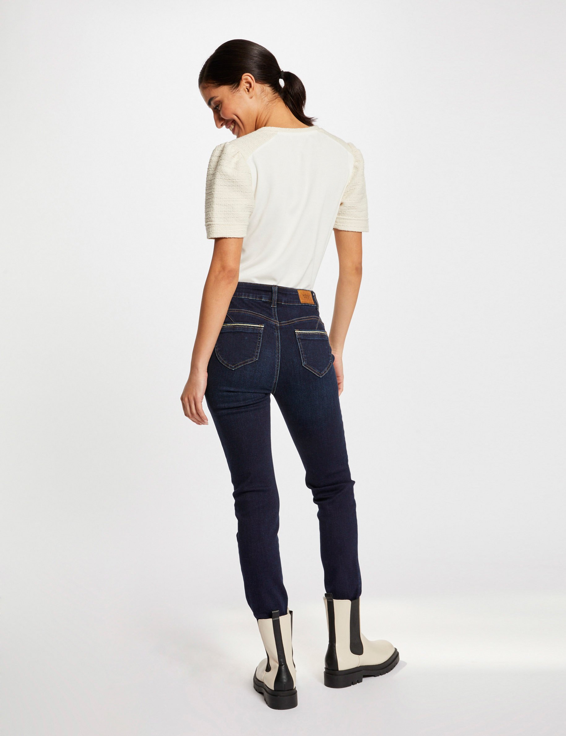 Jeans slim taille haute jean brut femme
