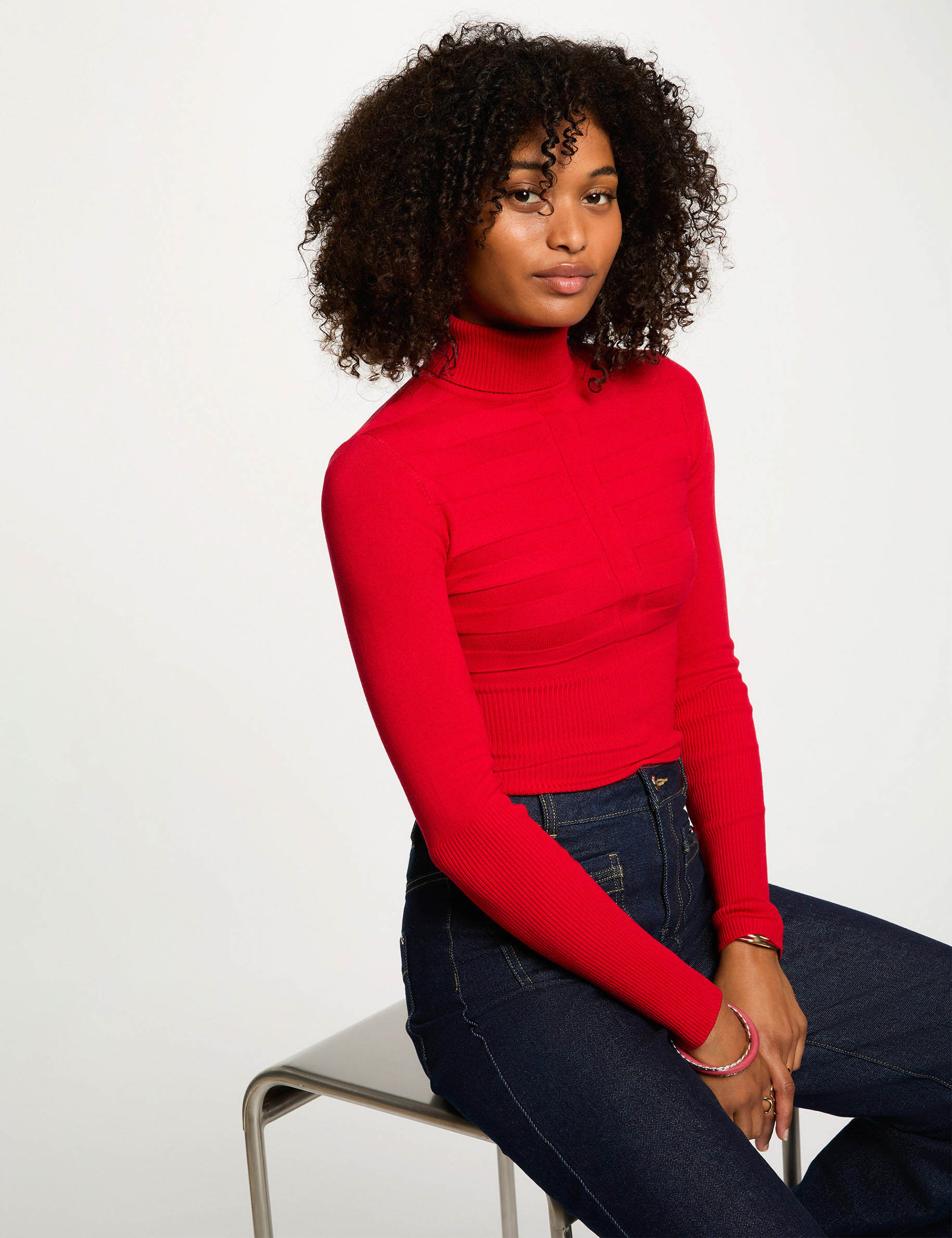 Rouge Femme Pull Col Roule Rouge Pull Col Roulé Edc Pull Femme
