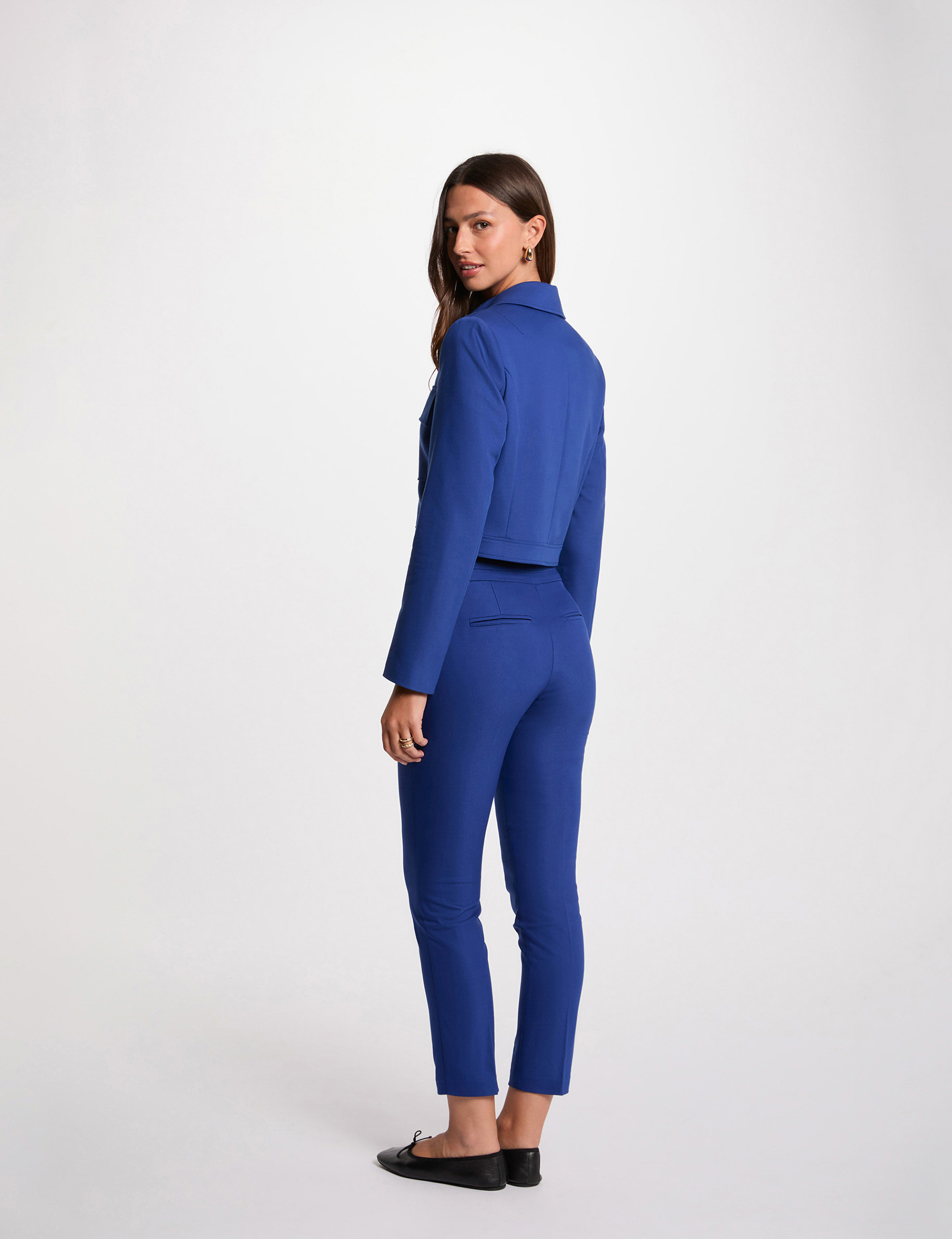 Pantalon cigarette 7/8&egrave;me bleu electrique femme