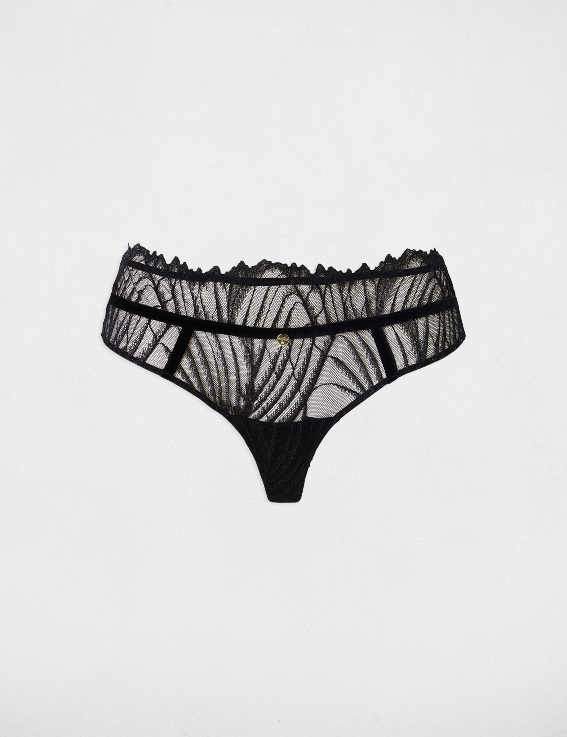 Shorty dentelle taille basse noir femme
