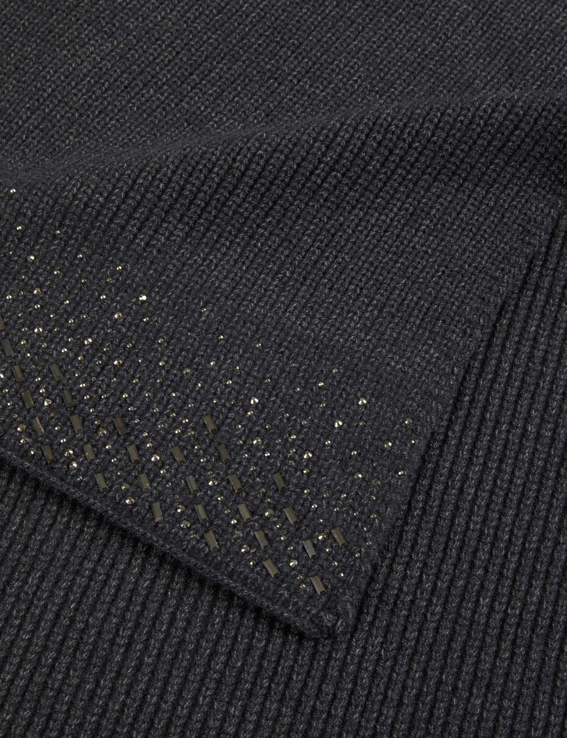echarpe tricotee avec strass gris moyen femme Écharpe tricotée avec strass gris moyen femme