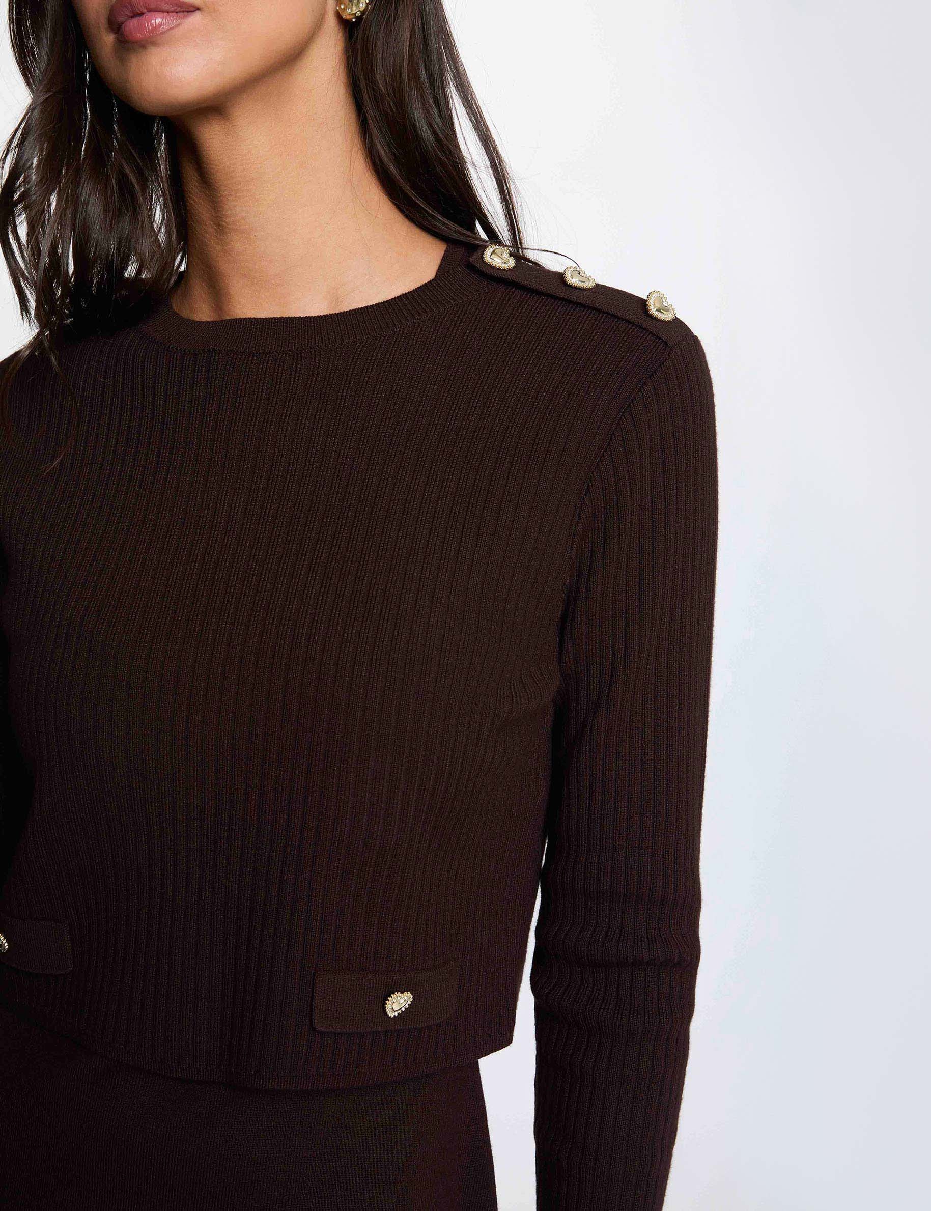 Robe tricot courte effet 2-en-1 marron fonc&eacute; femme