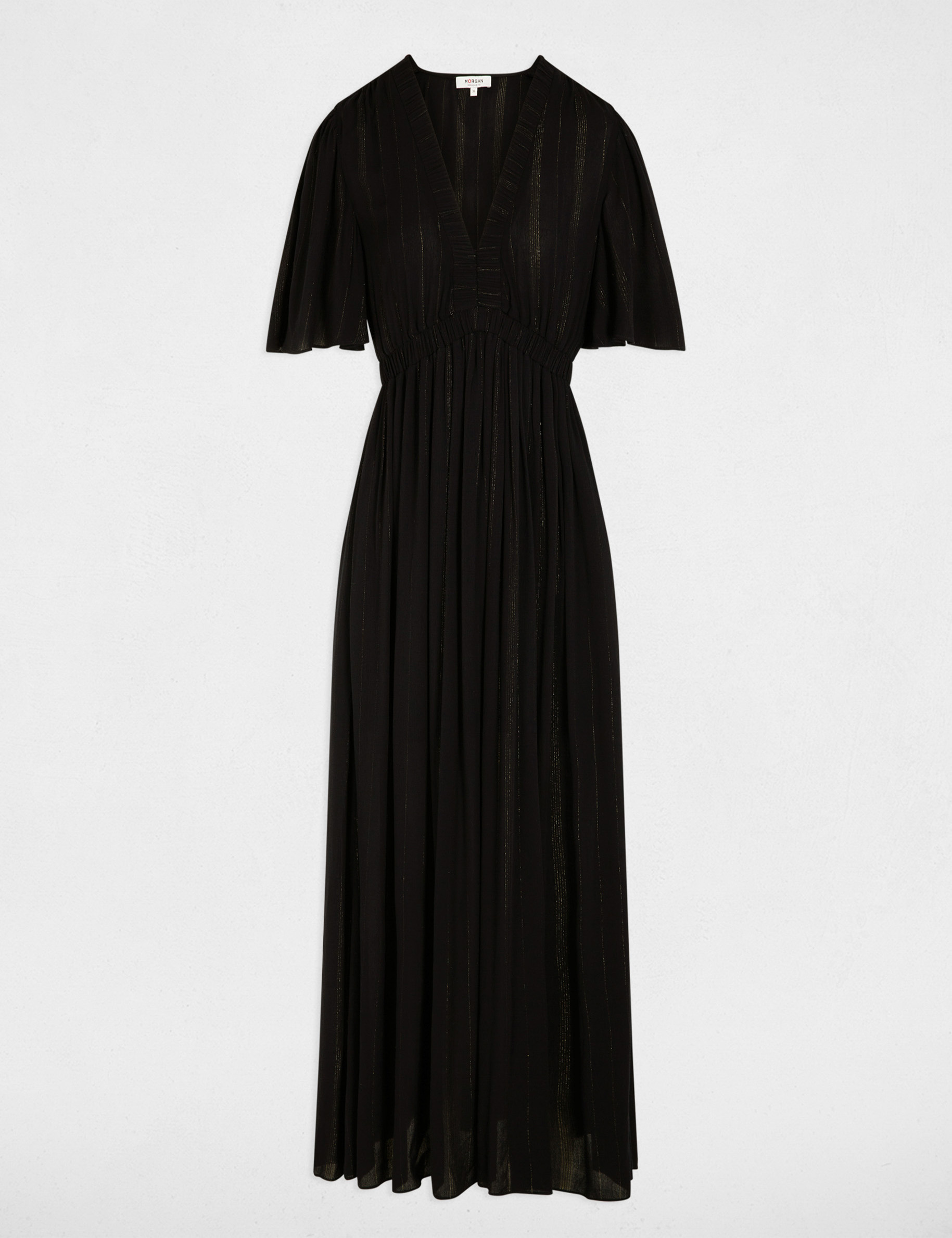 Robe longue col v bleu marine femme