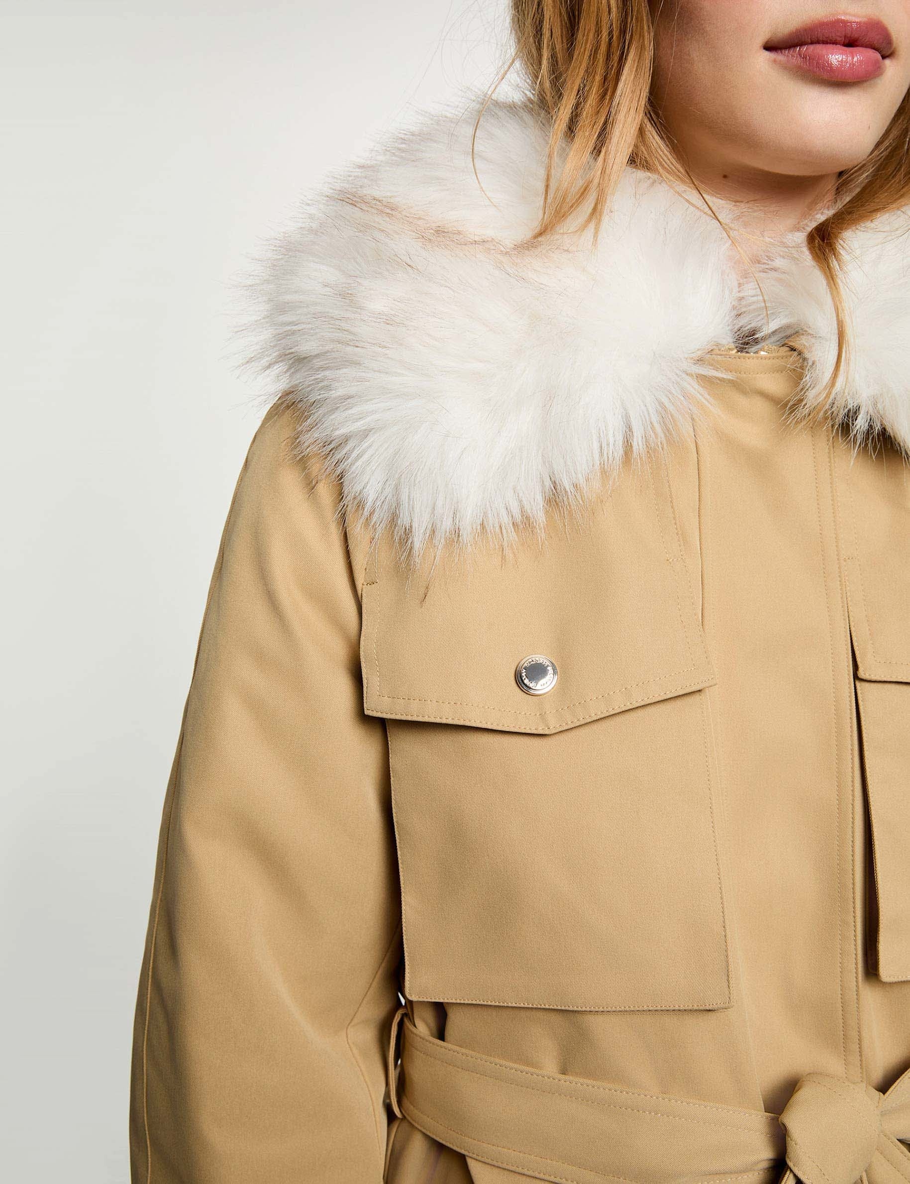 Parka col montant beige femme