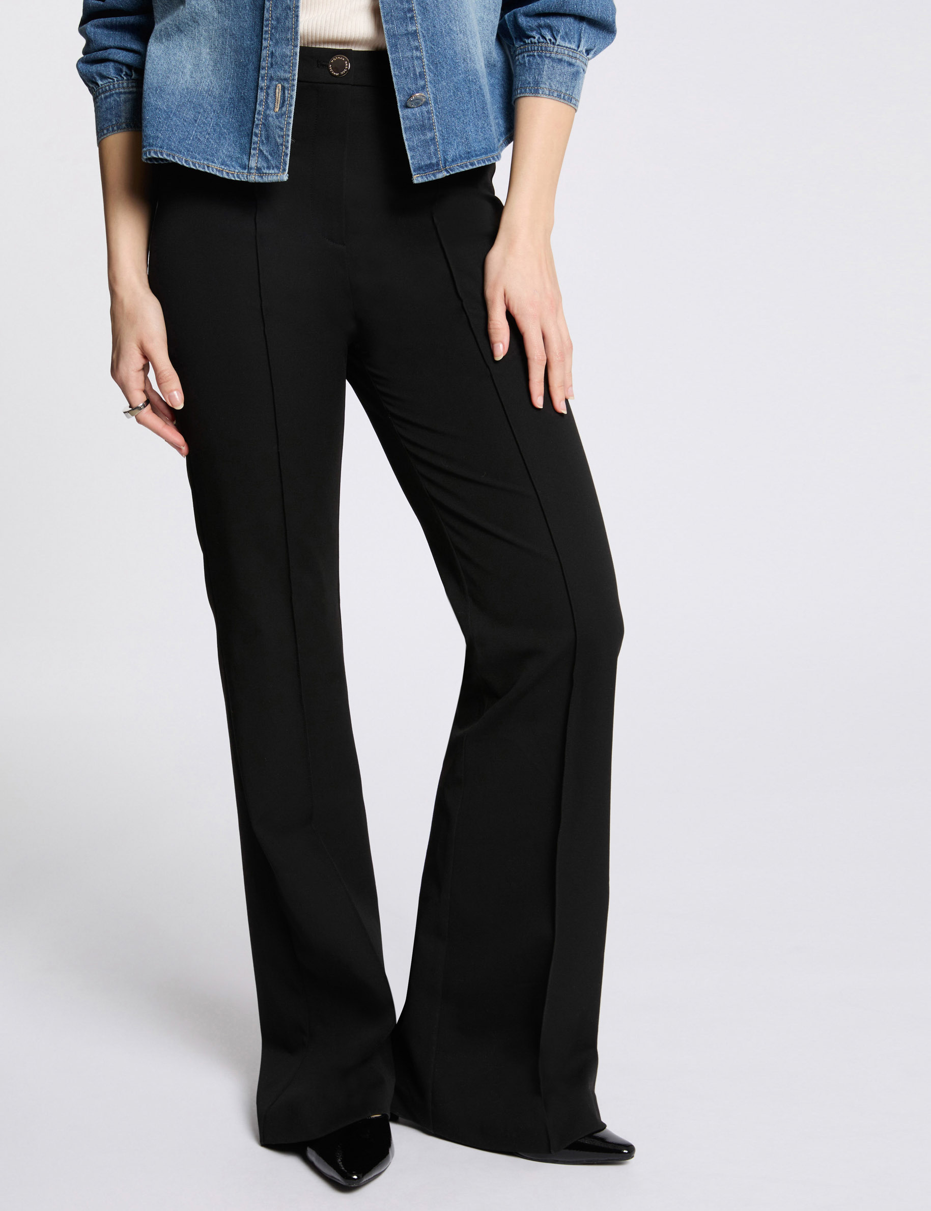 pantalon bootcut taille haute noir femme Pantalon bootcut taille haute noir femme