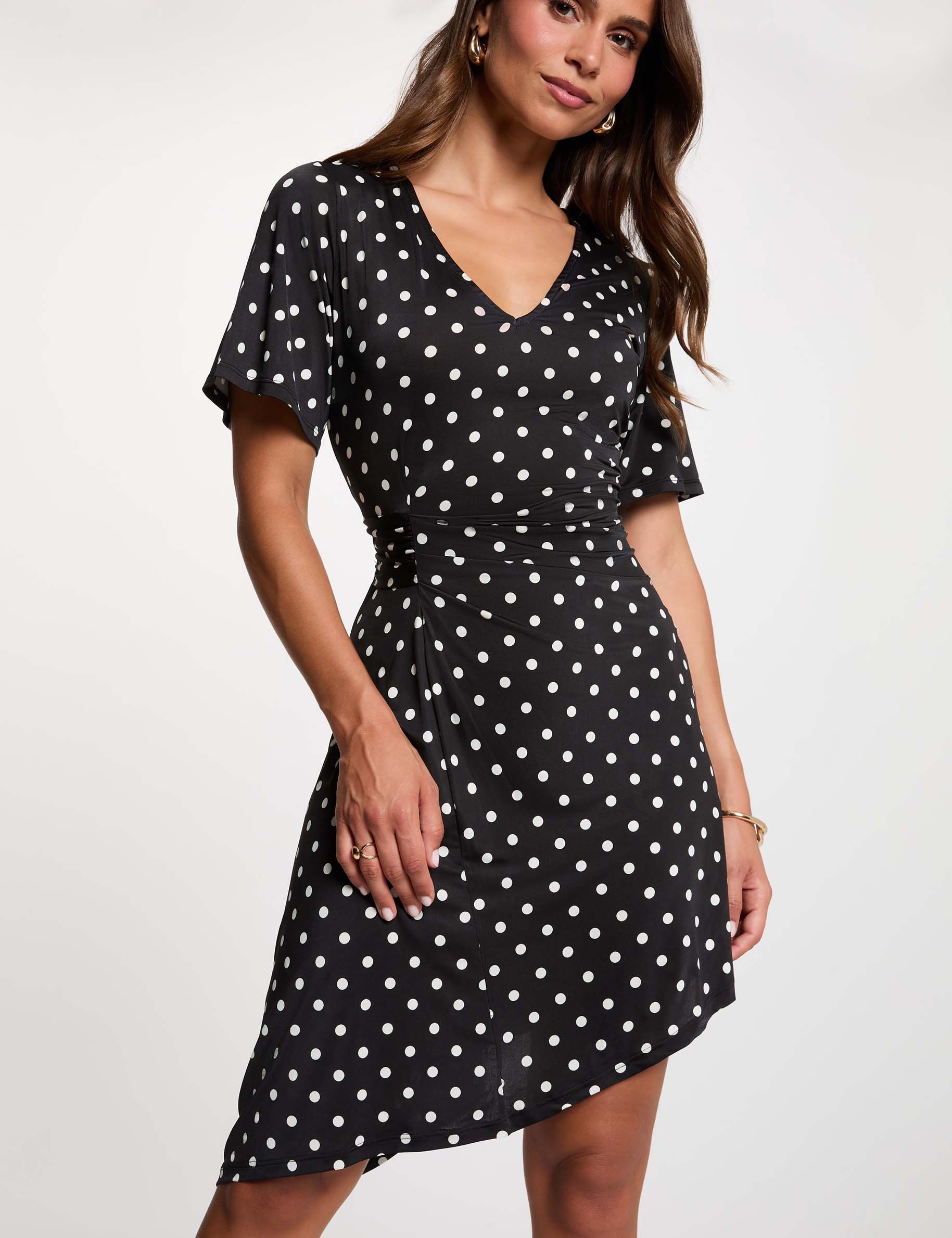 Robe asym&eacute;trique &agrave; pois multicolore femme