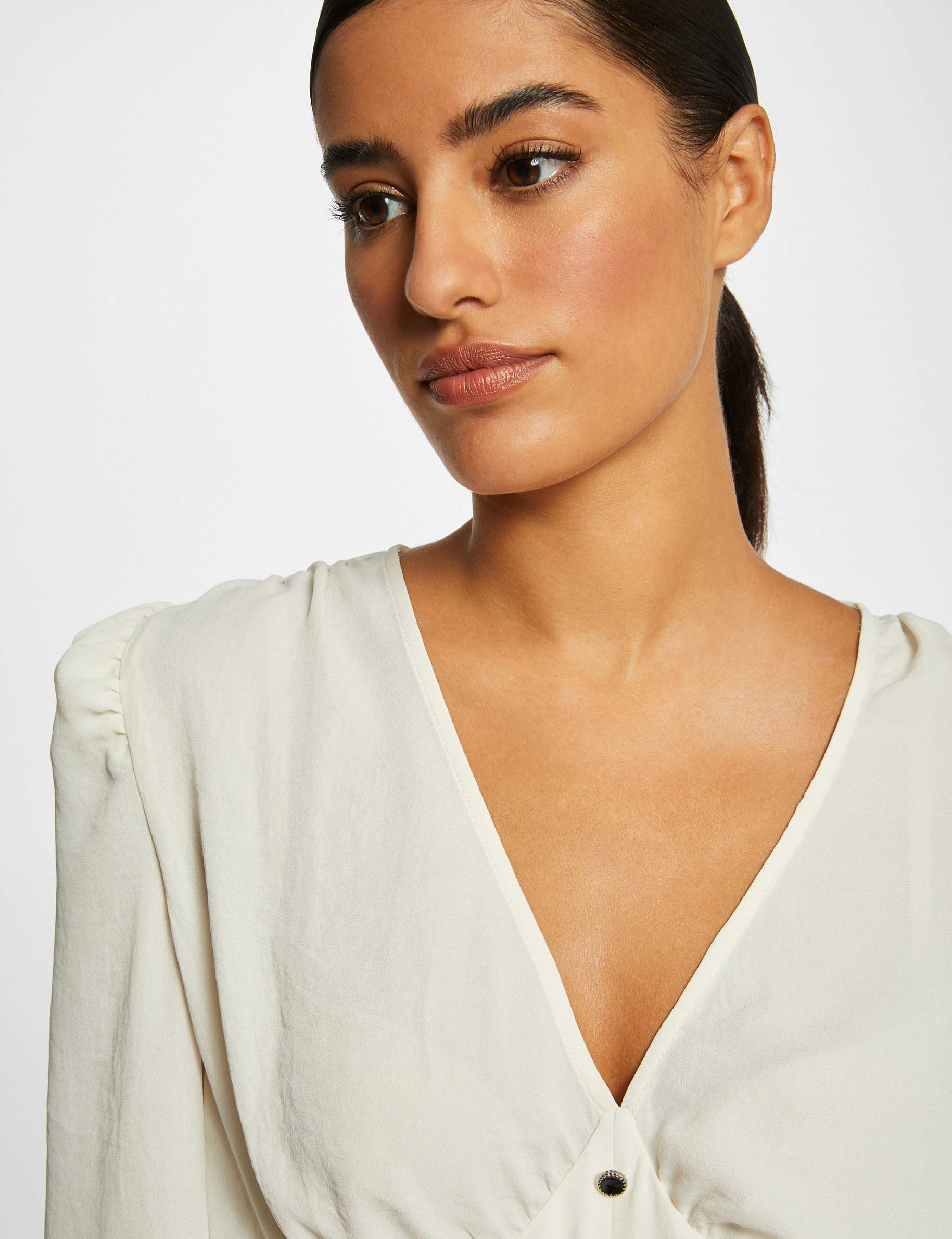 Blouse manches longues avec boutons ivoire femme Blouse manches longues avec boutons ivoire femme