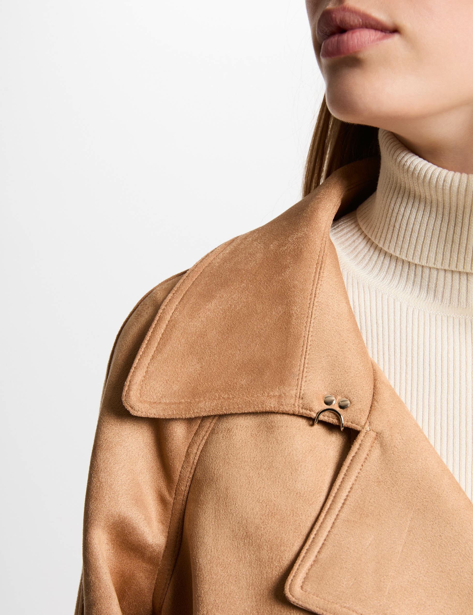 trench long suedine marron clair femme Trench long suédine marron clair femme