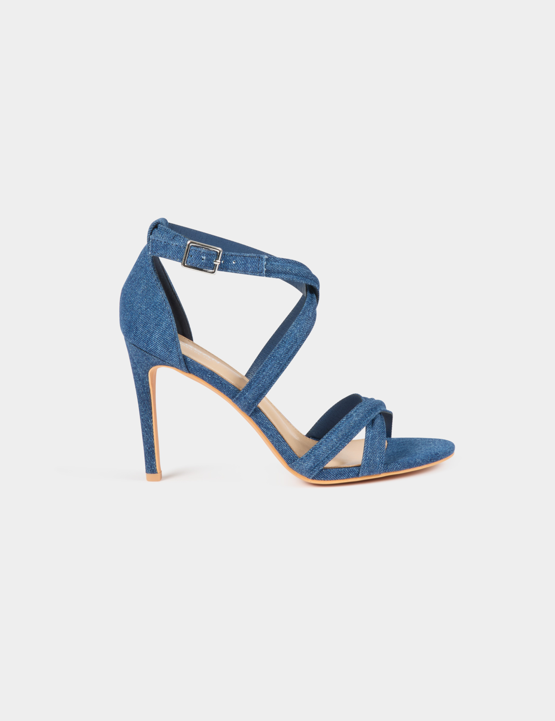 sandales a talons en jean denim brut femme Sandales à talons en jean denim brut femme