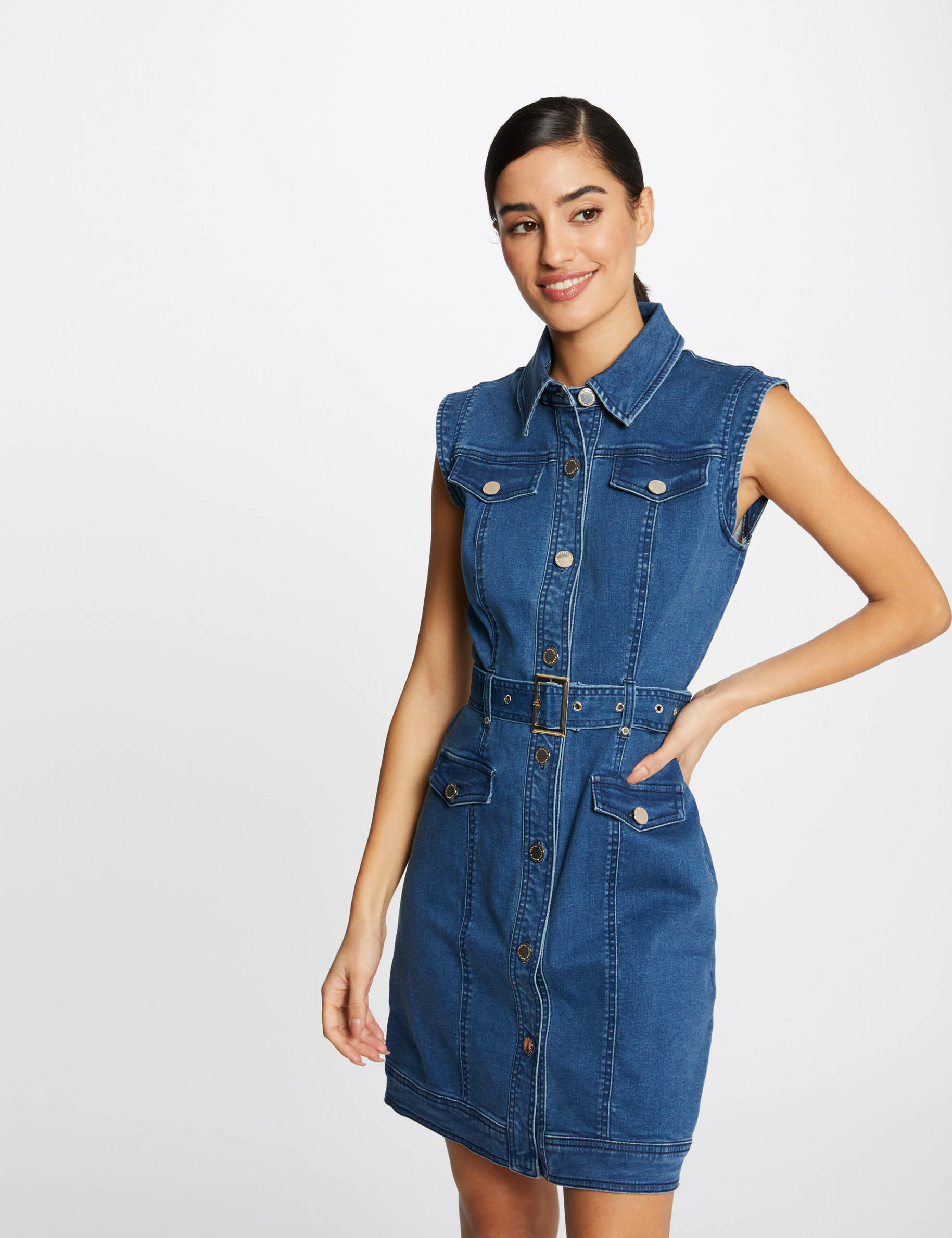 Robe cintr e denim jean brut femme