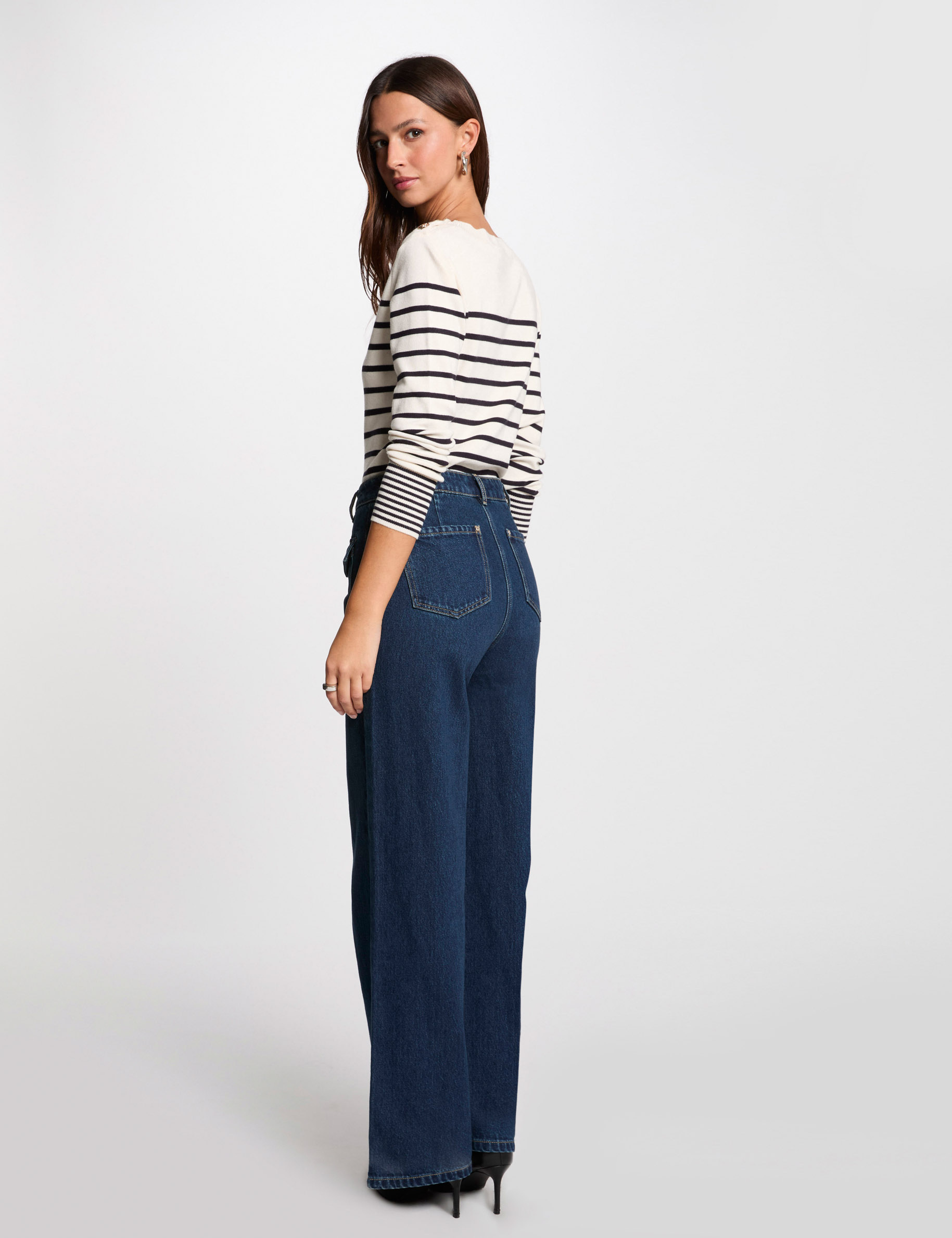 pull manches longues a rayures ecru femme Pull manches longues à rayures ecru femme