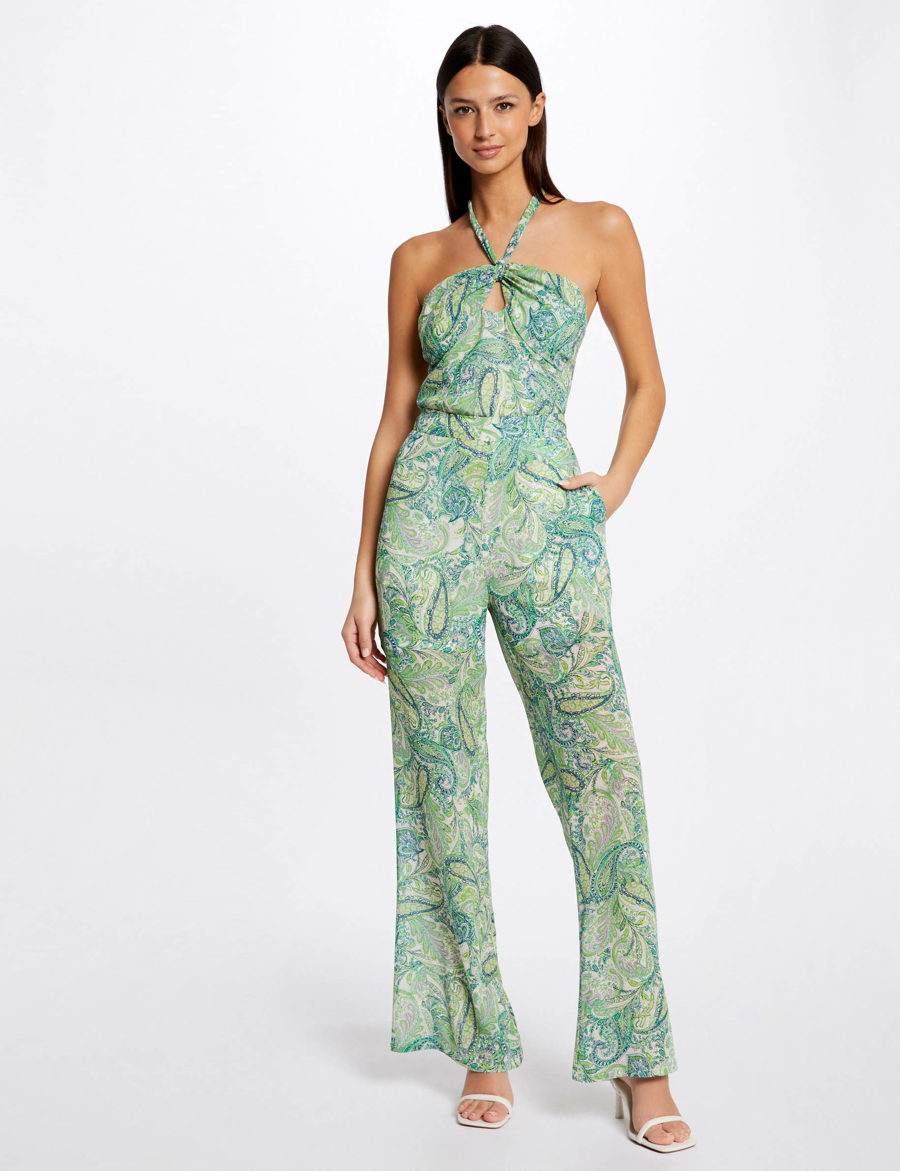 Pantalon droit fluide imprimé cachemire multico femme Pantalon droit fluide imprimé cachemire multico femme