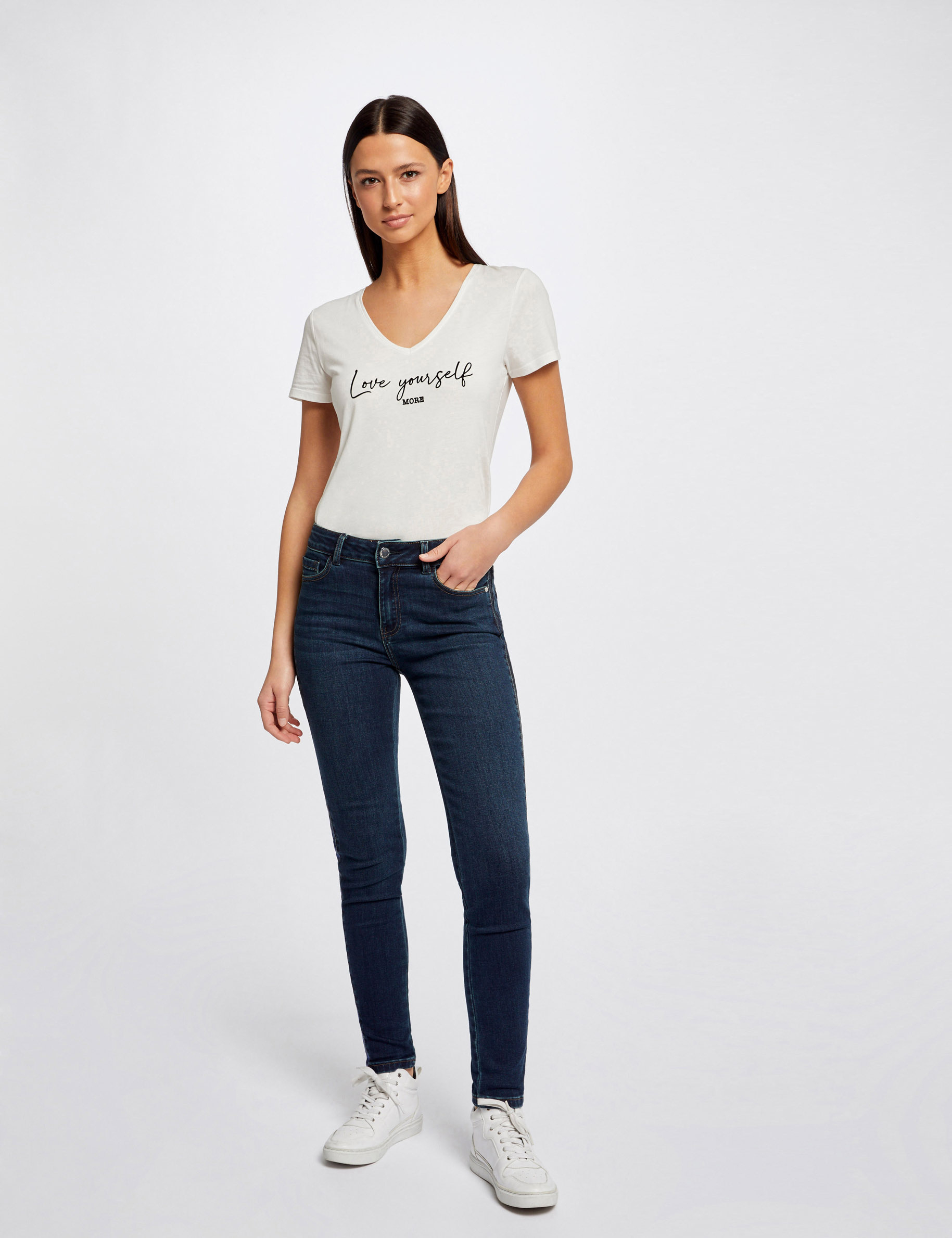 Jeans slim avec bandes sequins jean stone femme