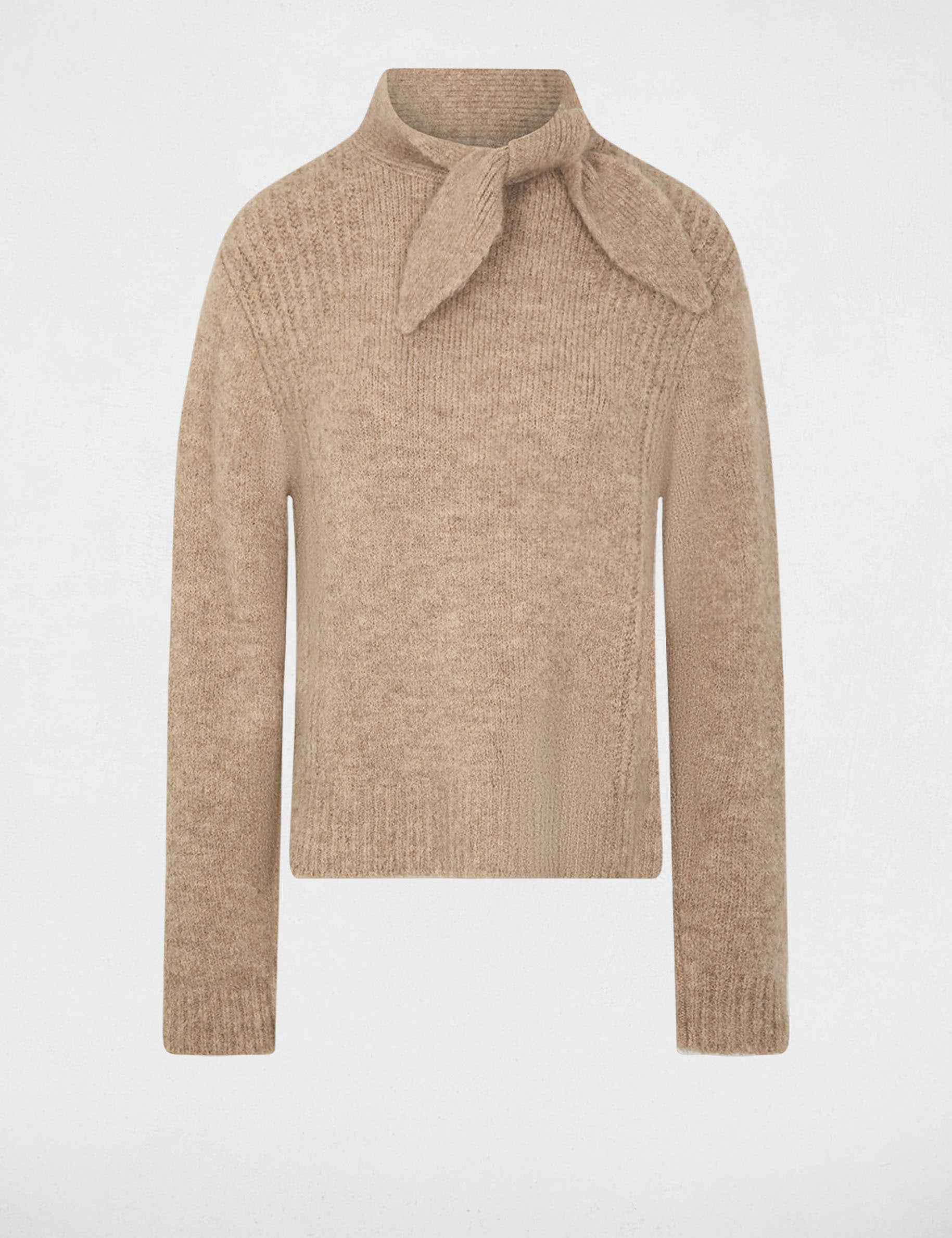 Pull col montant beige moyen femme