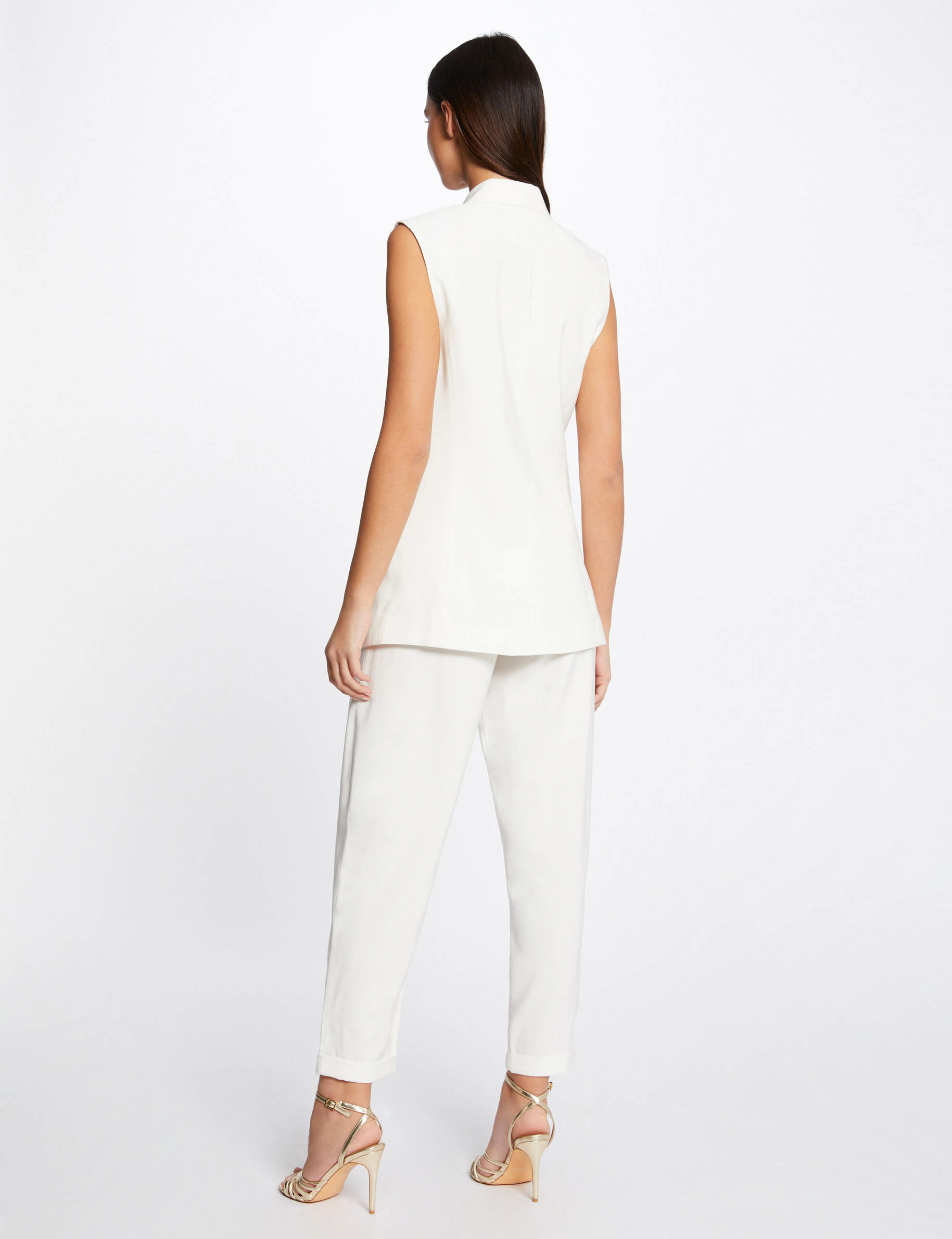 Pantalon droit fluide 7/8ème ecru femme Pantalon droit fluide 7/8ème ecru femme