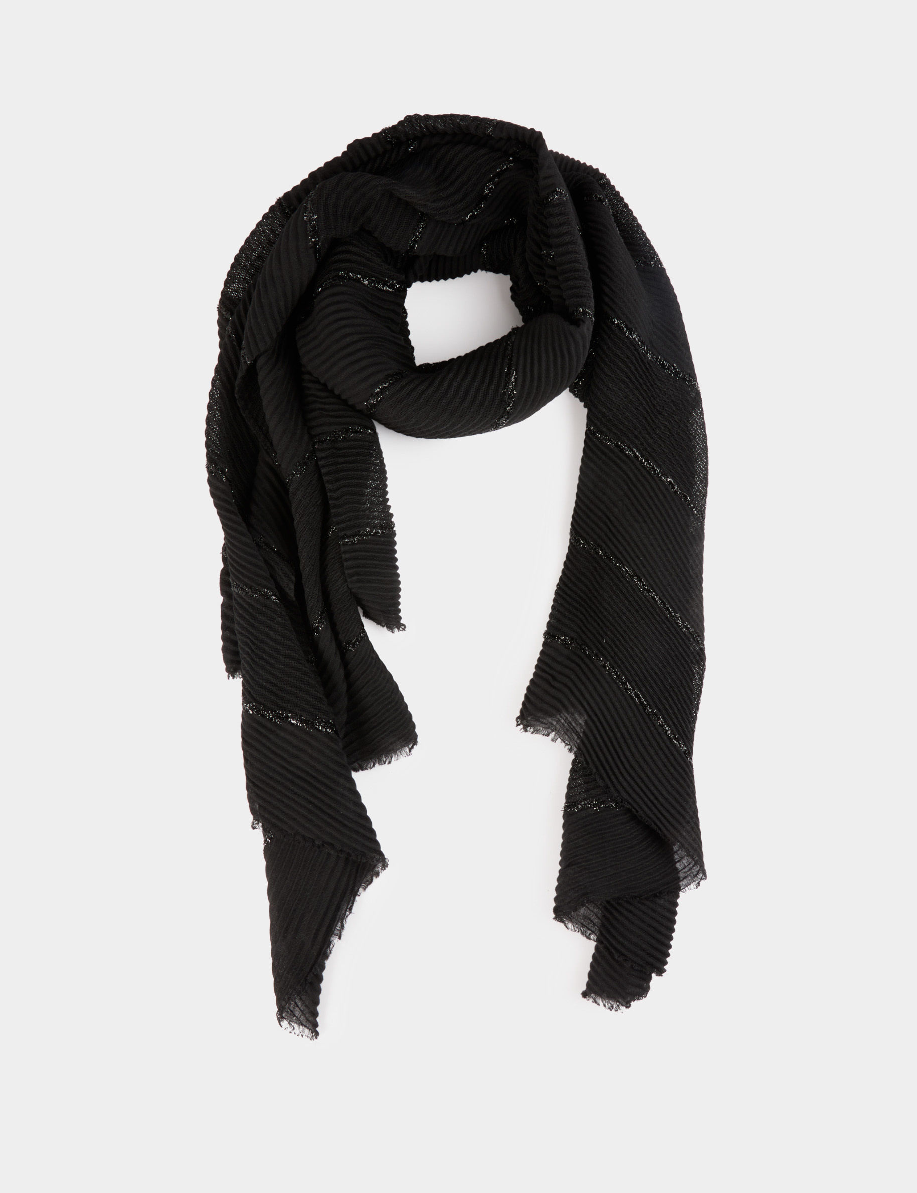 Foulard pliss&eacute; m&eacute;tallis&eacute; noir femme