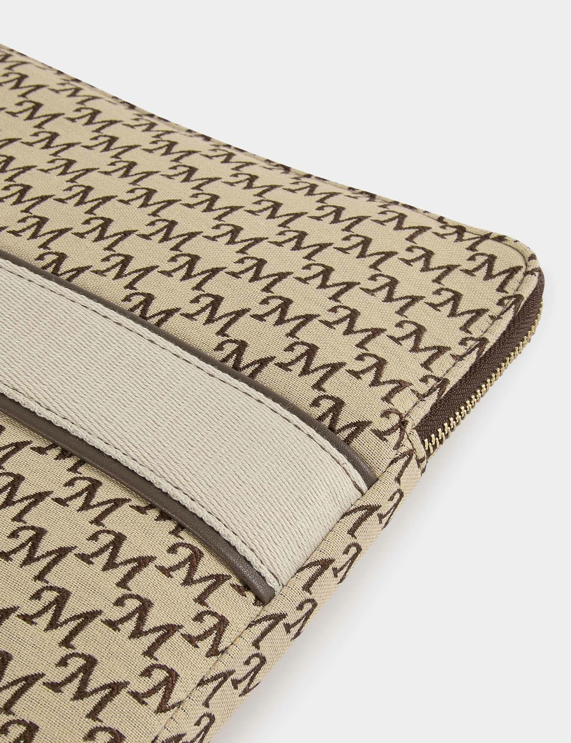 Pochette ordinateur imprimé monogramme beige femme Pochette ordinateur imprimé monogramme beige femme